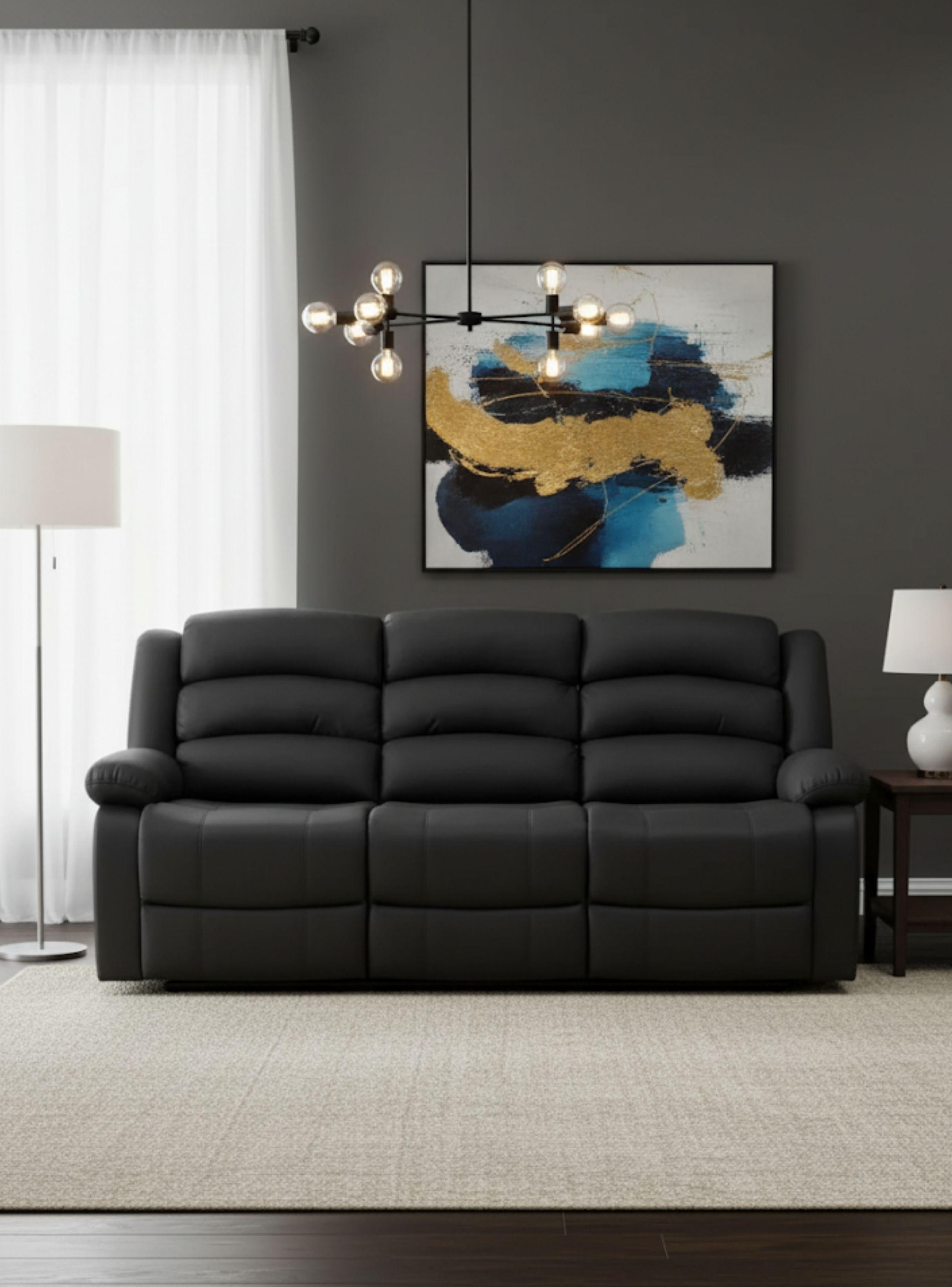  Sofá 3 Cuerpos Reclinable Moderno New Praga 8041SFF-0