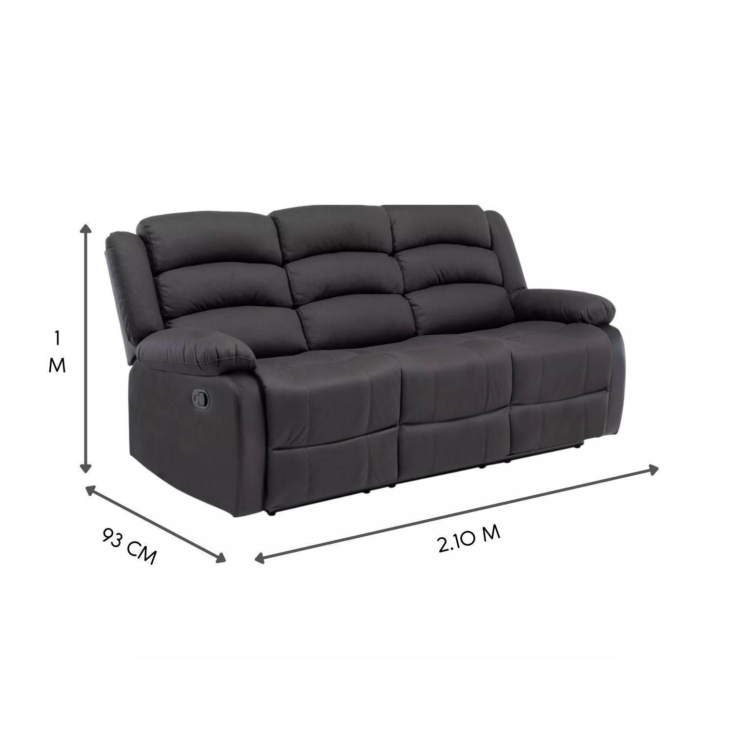  Sofá 3 Cuerpos Reclinable Moderno New Praga 8041SFF-3