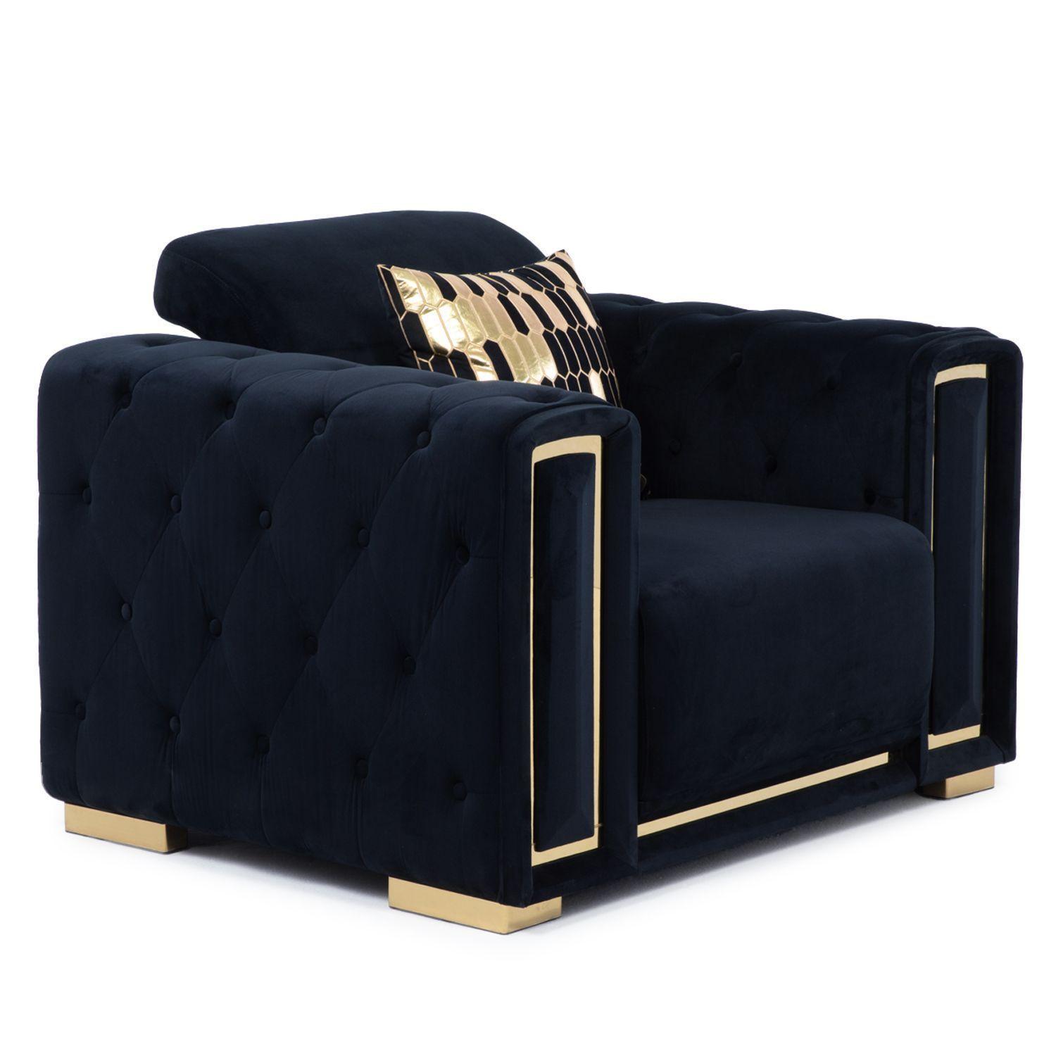 Sillón Elegante 1 Cuerpo Living Moderno Negro Palermo-1