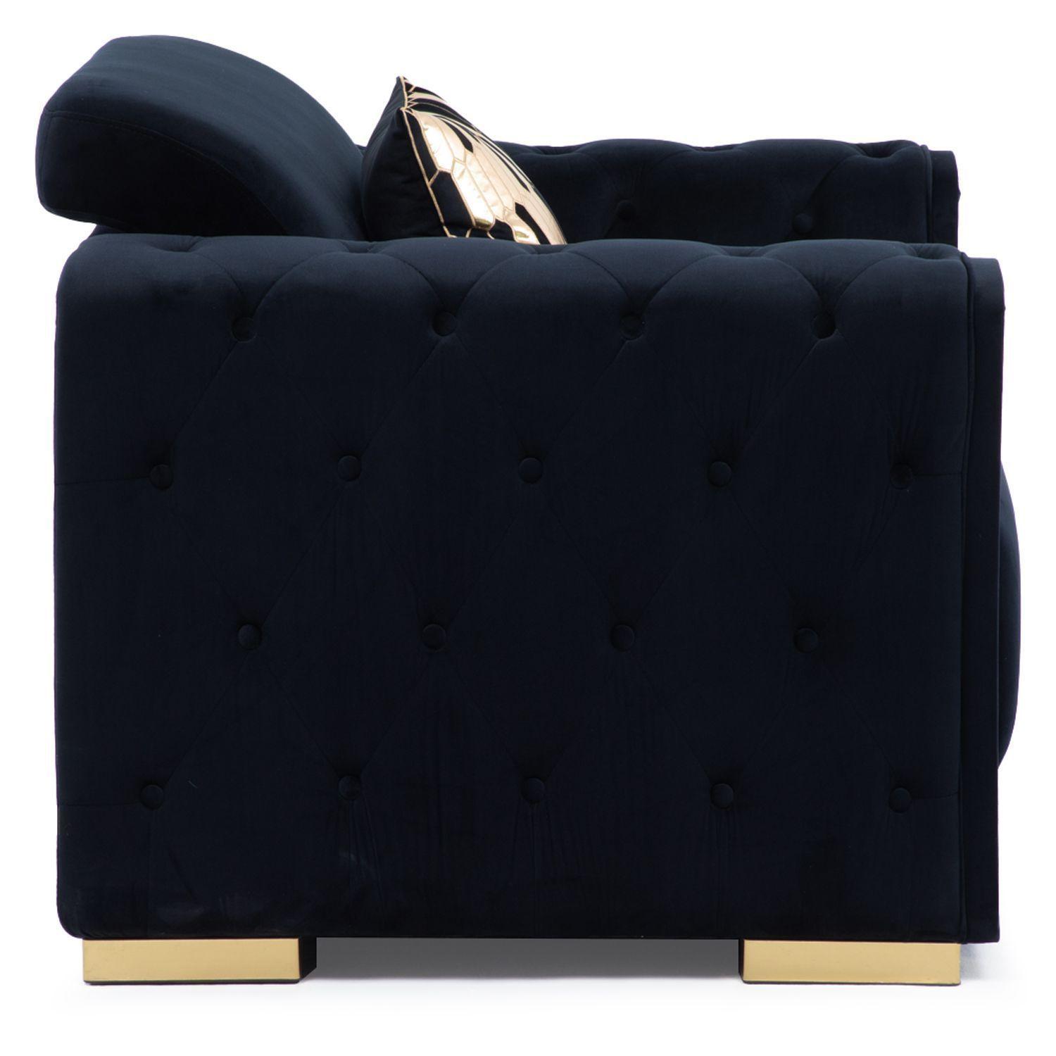 Sillón Elegante 1 Cuerpo Living Moderno Negro Palermo-3