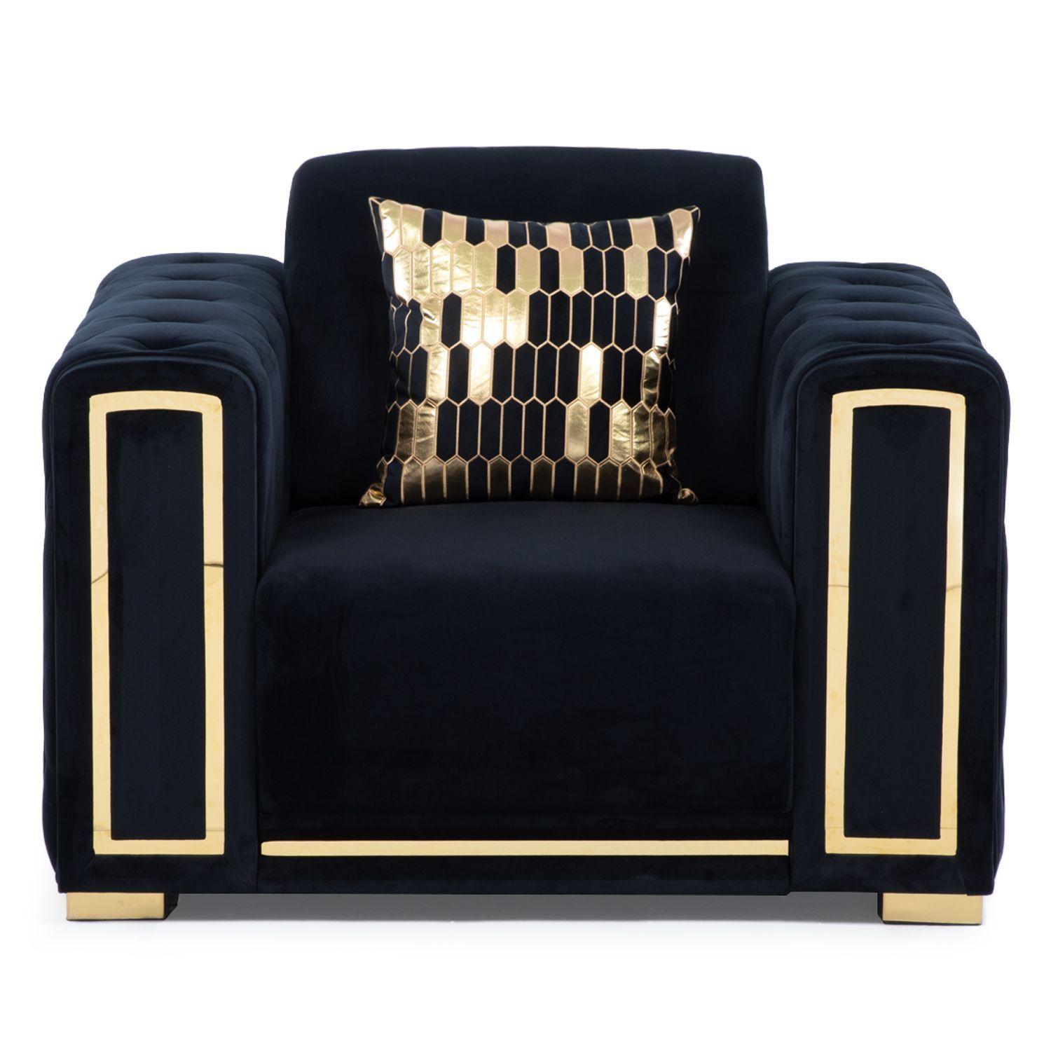 Sillón Elegante 1 Cuerpo Living Moderno Negro Palermo-4