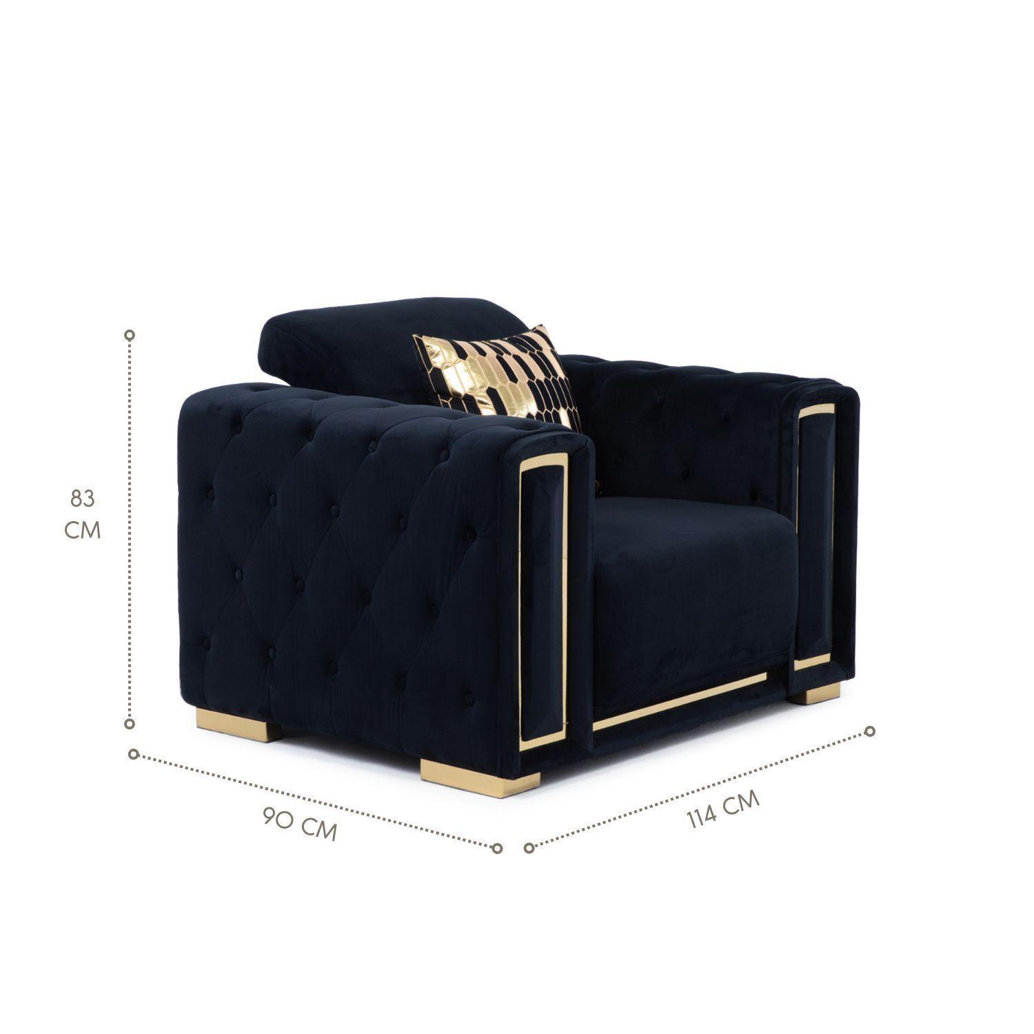 Sillón Elegante 1 Cuerpo Living Moderno Negro Palermo-5