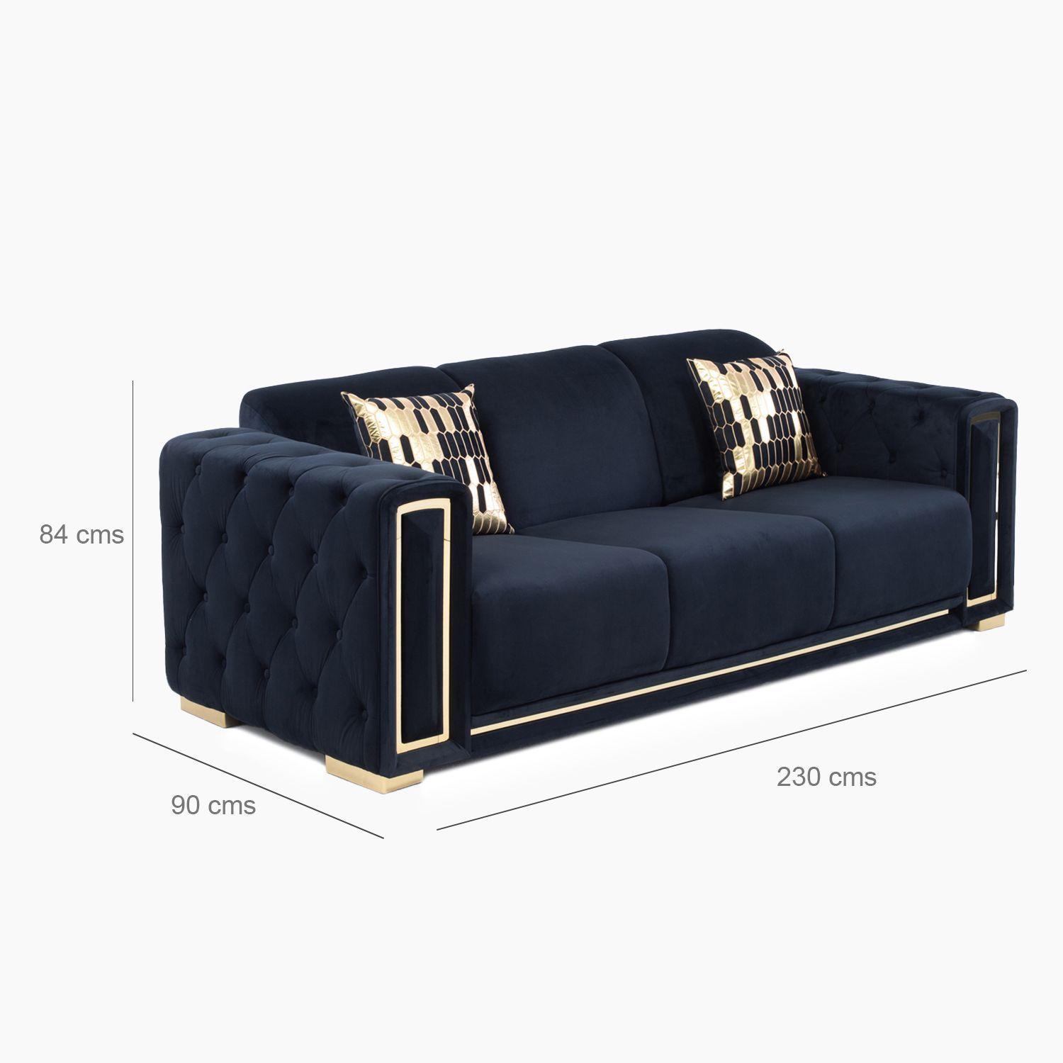 Sofá Elegante 3 Cuerpo Moderno Negro Palermo-4