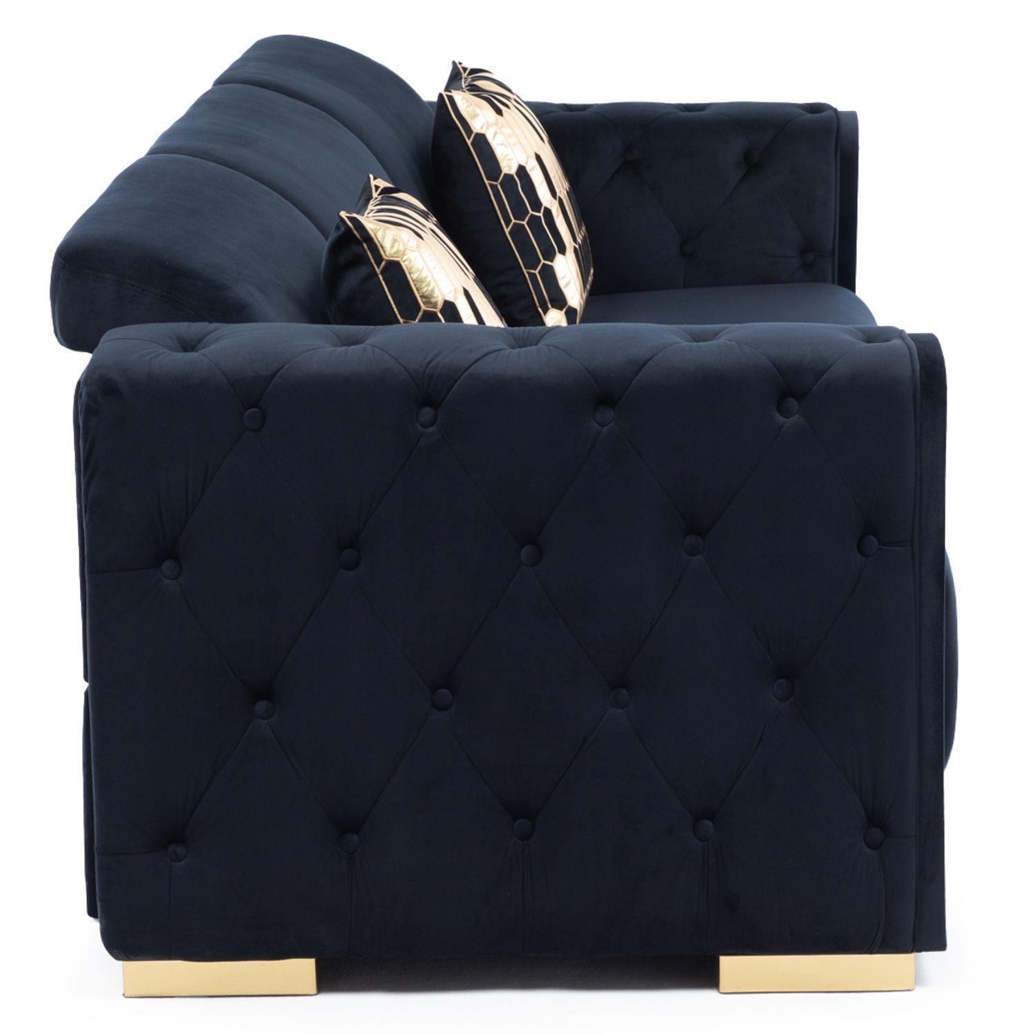 Sofá Elegante 3 Cuerpos Moderno Negro Palermo-7