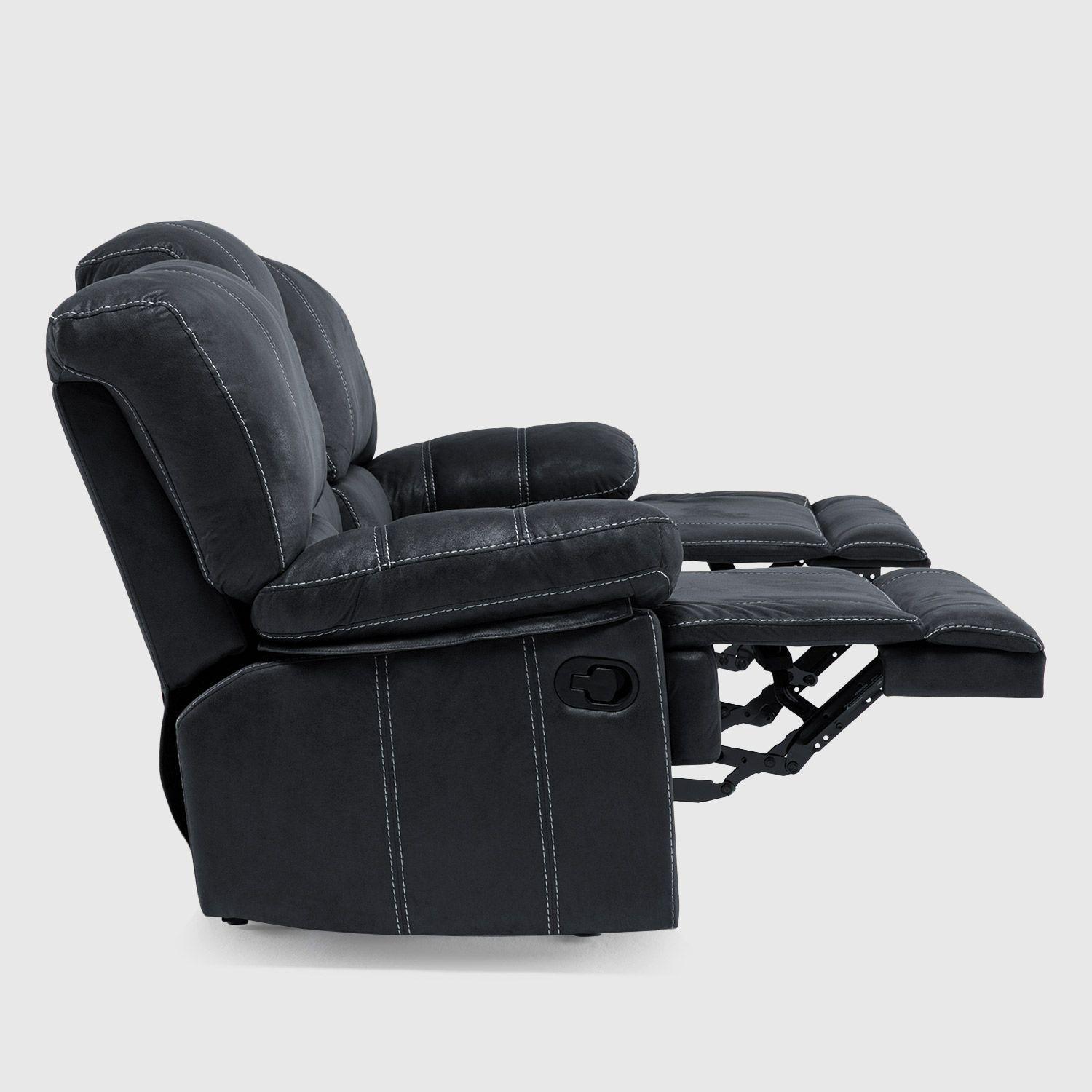 Sofá 3 Cuerpos Reclinable Cuero Viejo Gris Clásico Castle 98023SR4GR-2