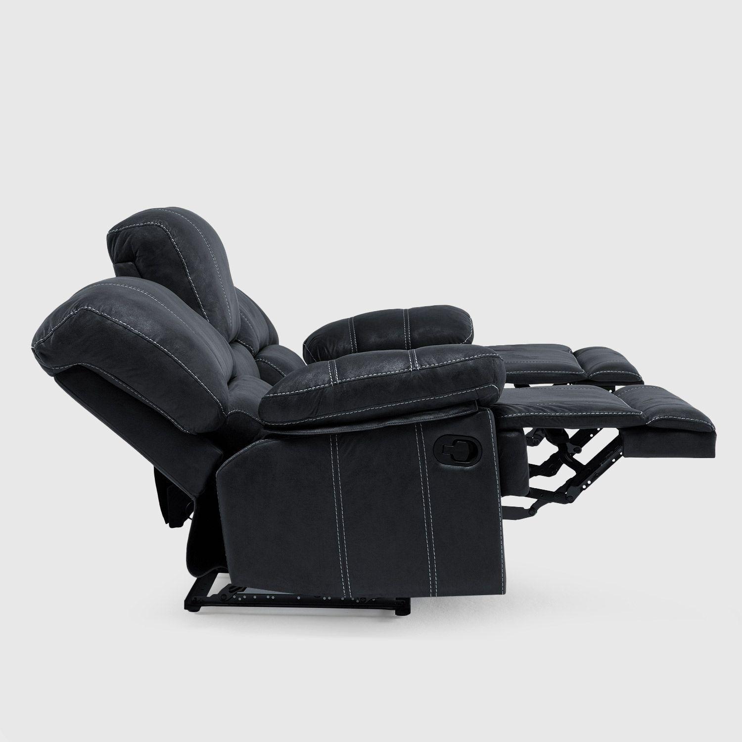 Sofá 3 Cuerpos Reclinable Cuero Viejo Gris Clásico Castle 98023SR4GR-3