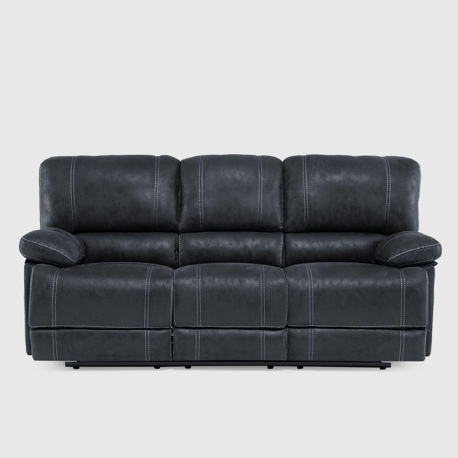 Sofá 3 Cuerpos Reclinable Cuero Viejo Gris Clásico Castle 98023SR4GR-5