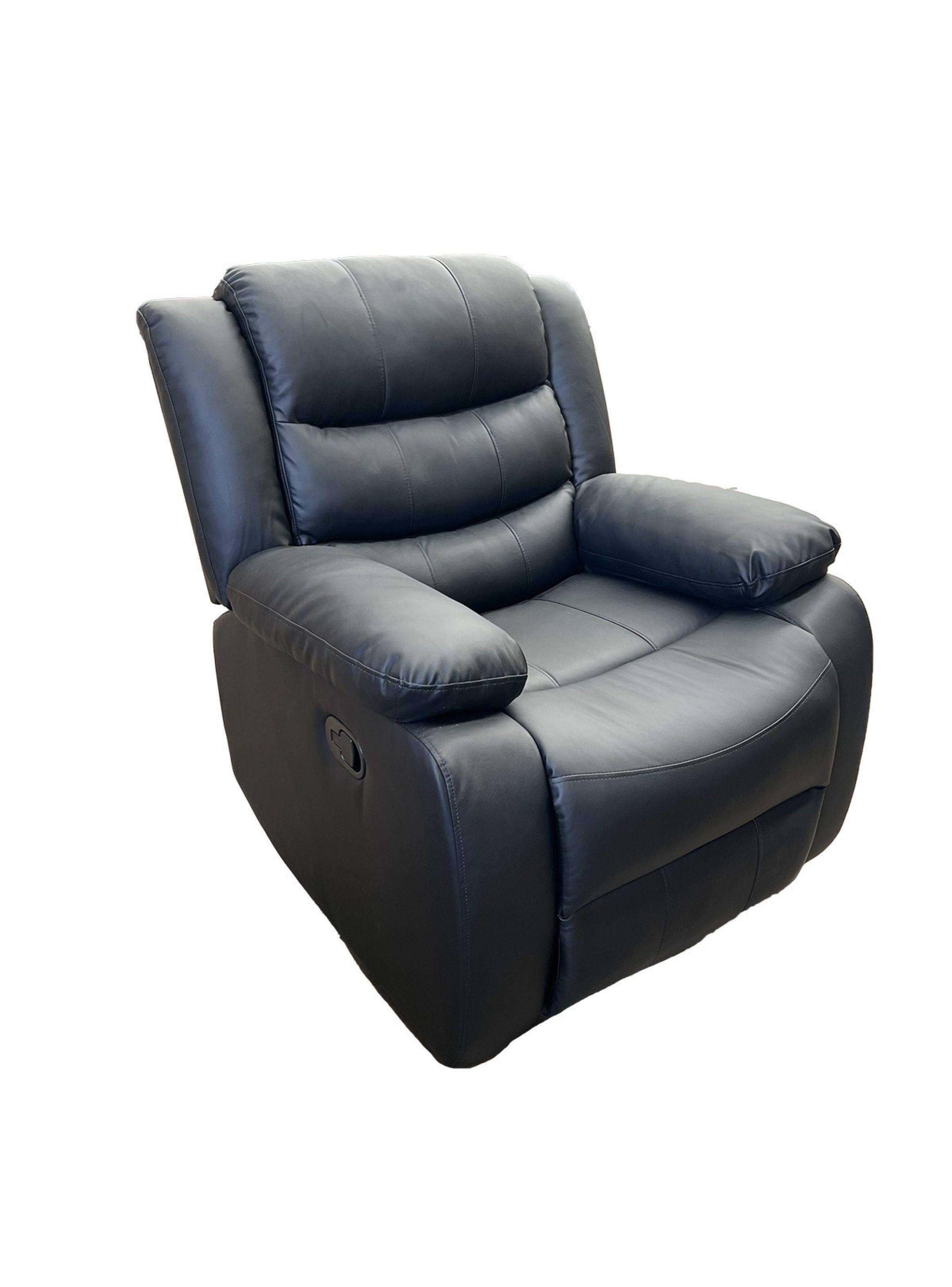 Living Sofá 3 Cuerpos Reclinable Roma Negro + 2 Bergers KM060BL-2