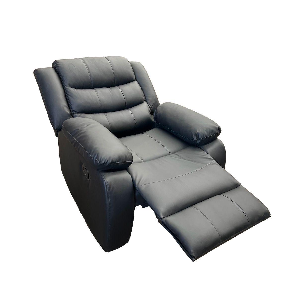 Living Sofá 3 Cuerpos Reclinable Roma Negro + 2 Bergers KM060BL-3