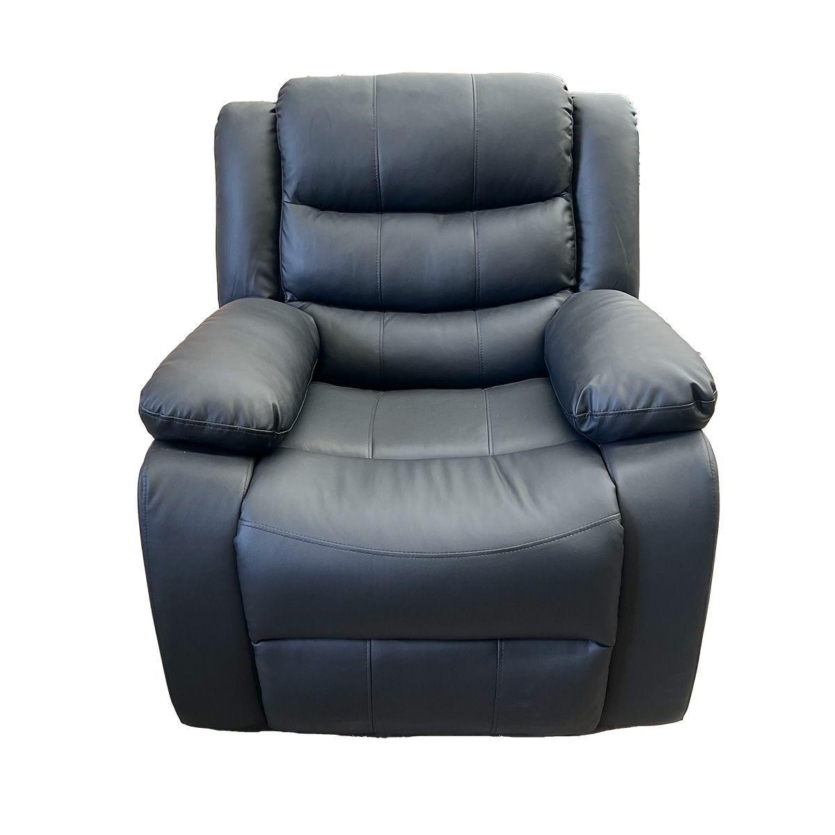 Living Sofá 3 Cuerpos Reclinable Roma Negro + 2 Bergers KM060BL-4