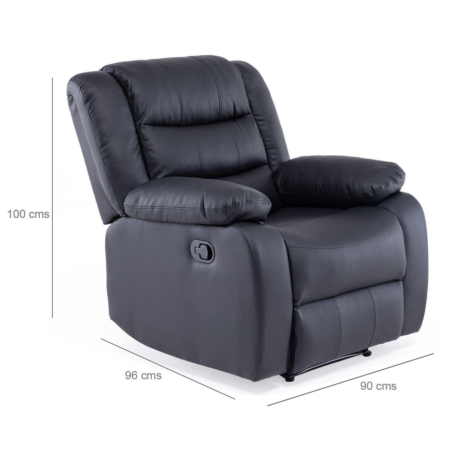 Living Sofá 3 Cuerpos Reclinable Roma Negro + 2 Bergers KM060BL-3