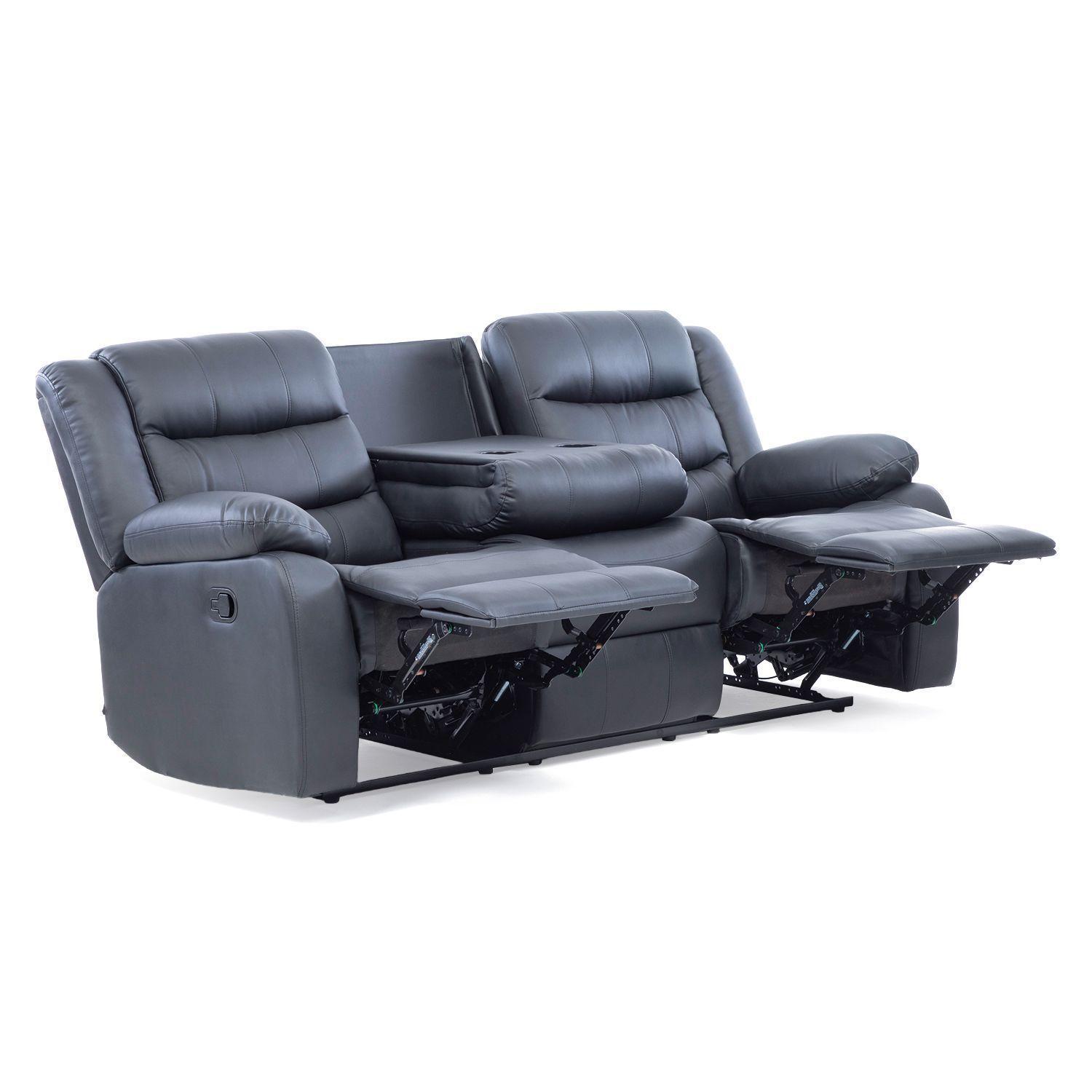 Living Sofá 3 Cuerpos Reclinable Roma + 2 Bergers Reclinables PU-4