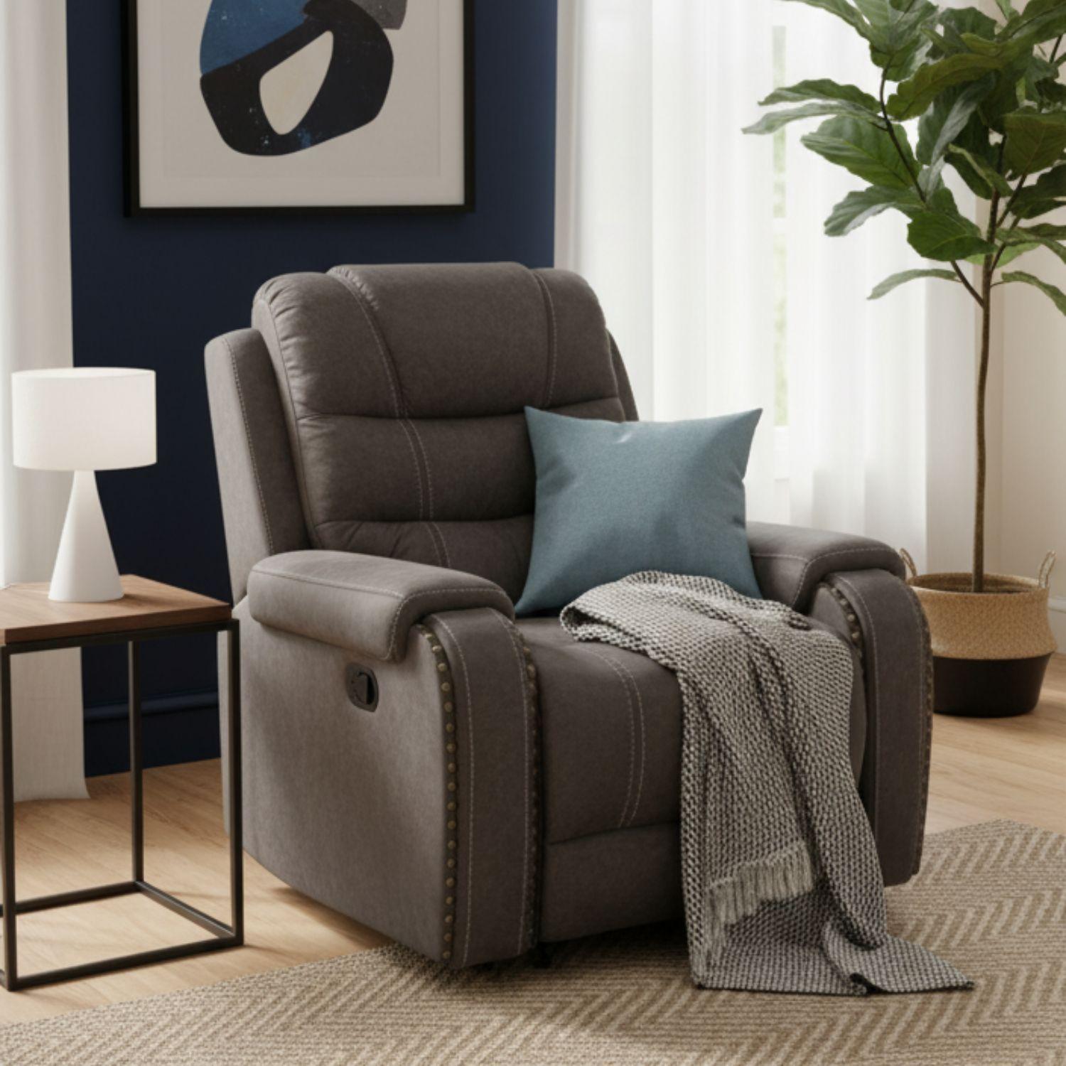 Living Reclinable Sofá 2 Cuerpos + 2 Bergers Gris Verona 6035LR-4