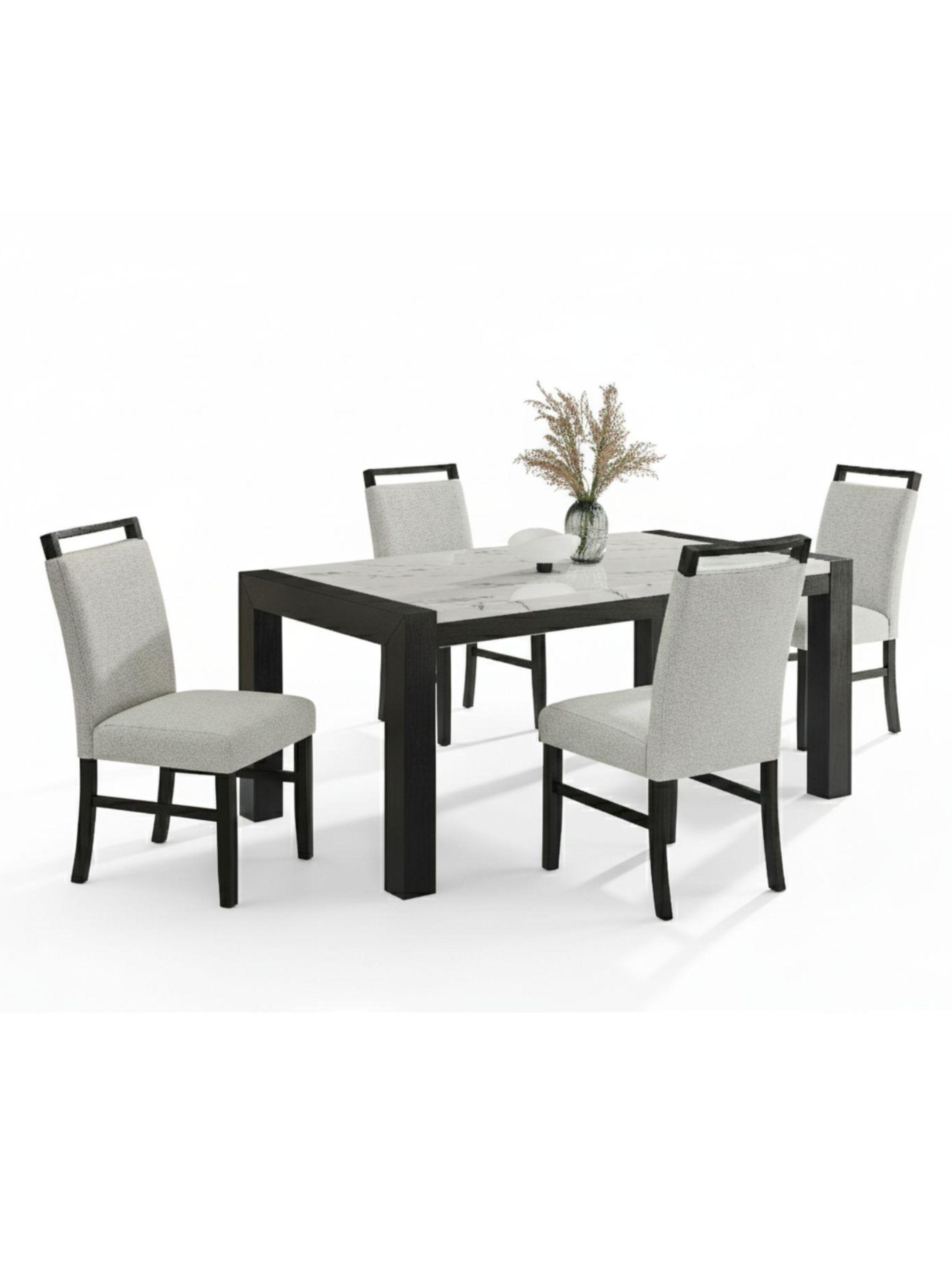 Juego de Comedor 4 sillas Moderno Belice Blanco Gris-1