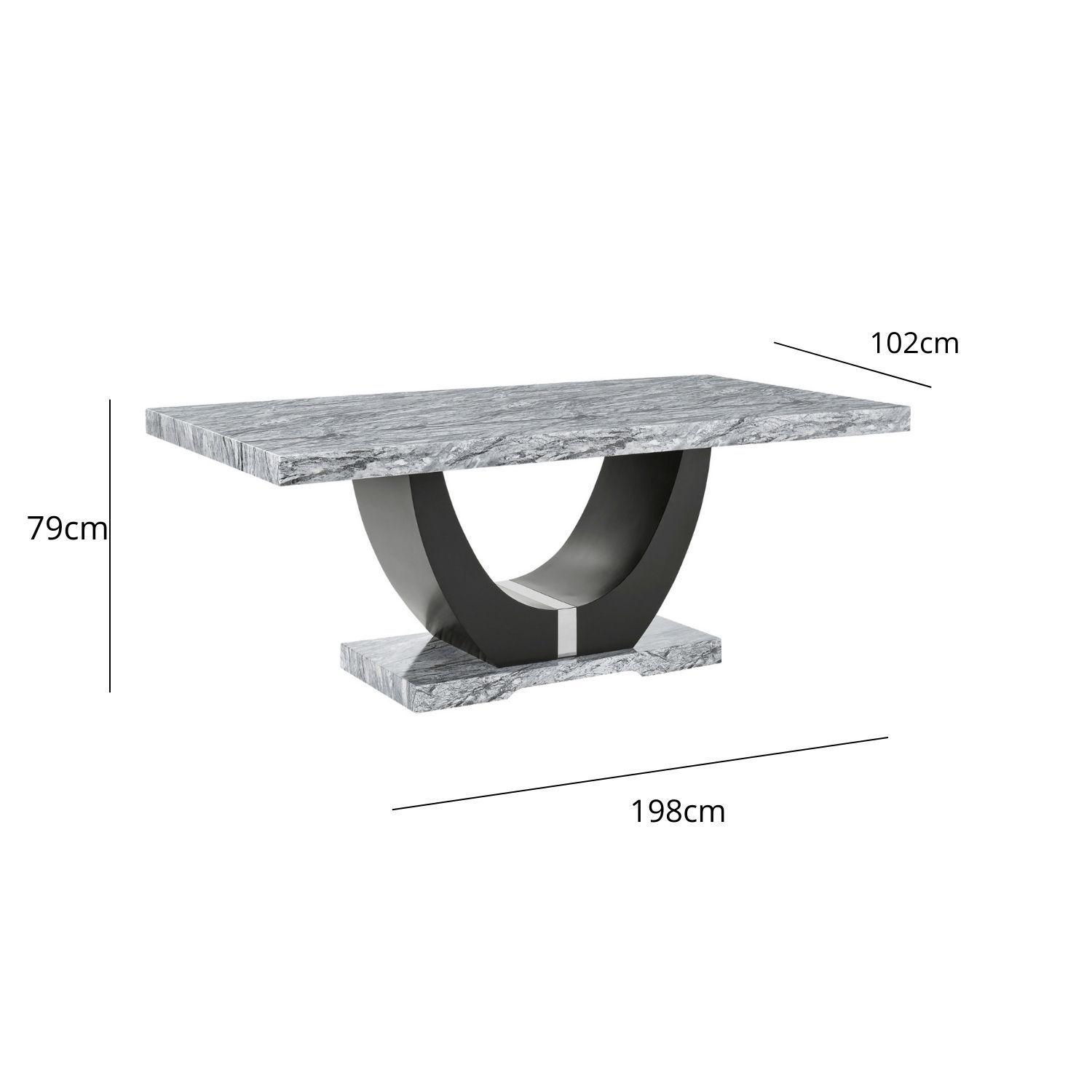Juego de Comedor 4 sillas Moderno Moon Mármol Gris -7