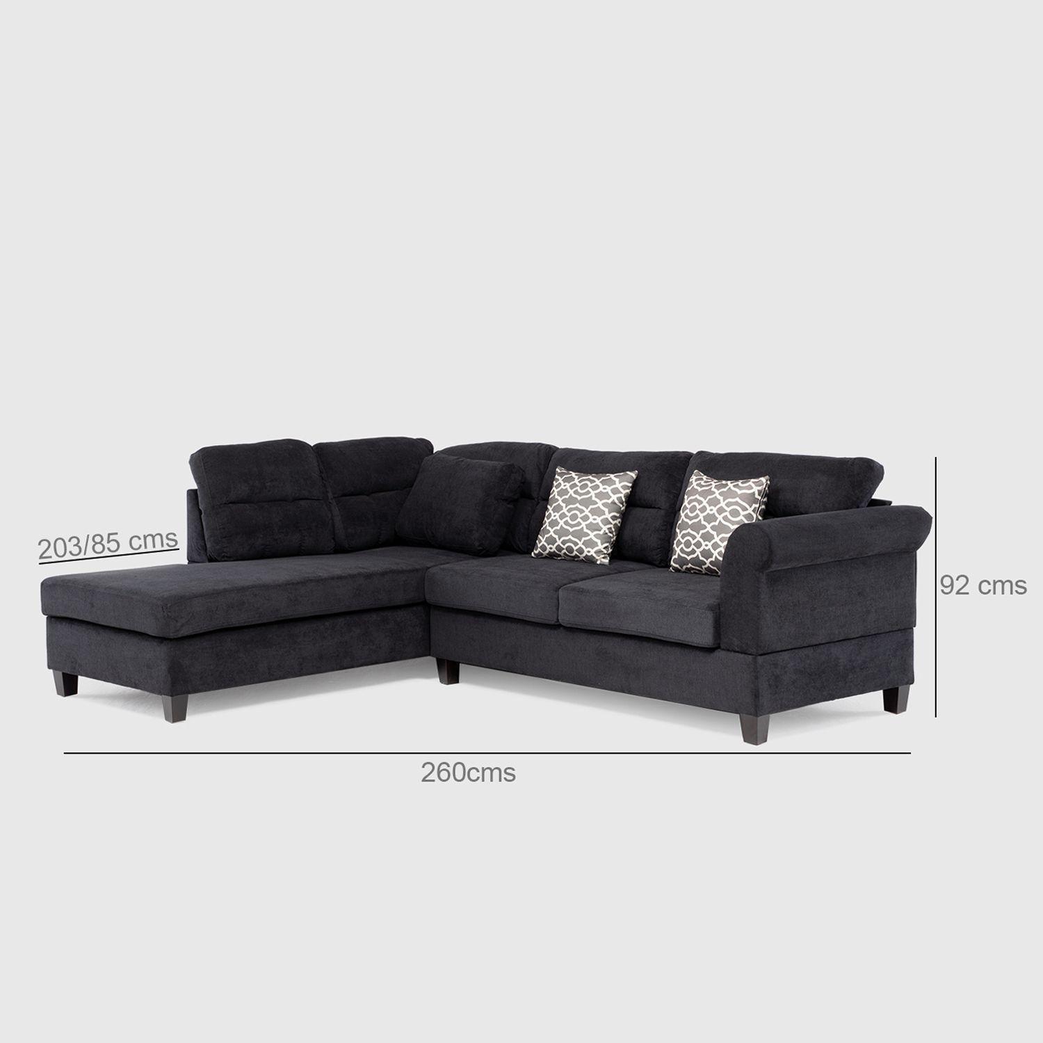 Sofá Seccional Izquierdo Tradicional Negro Nebraska KM107LBK-5