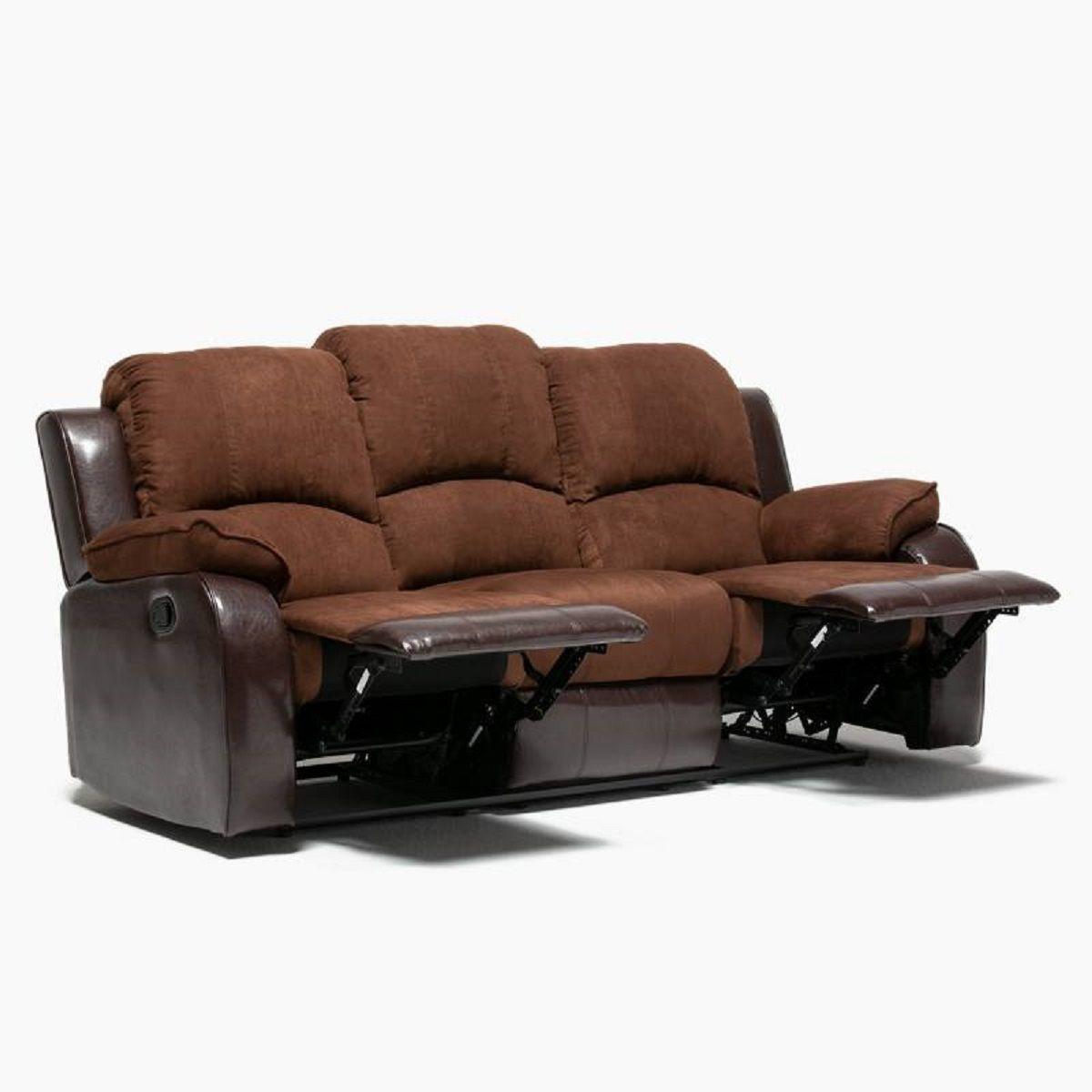 Sofá Reclinable 3 Cuerpos Thompson Pu + Microfibra + Portavasos-6