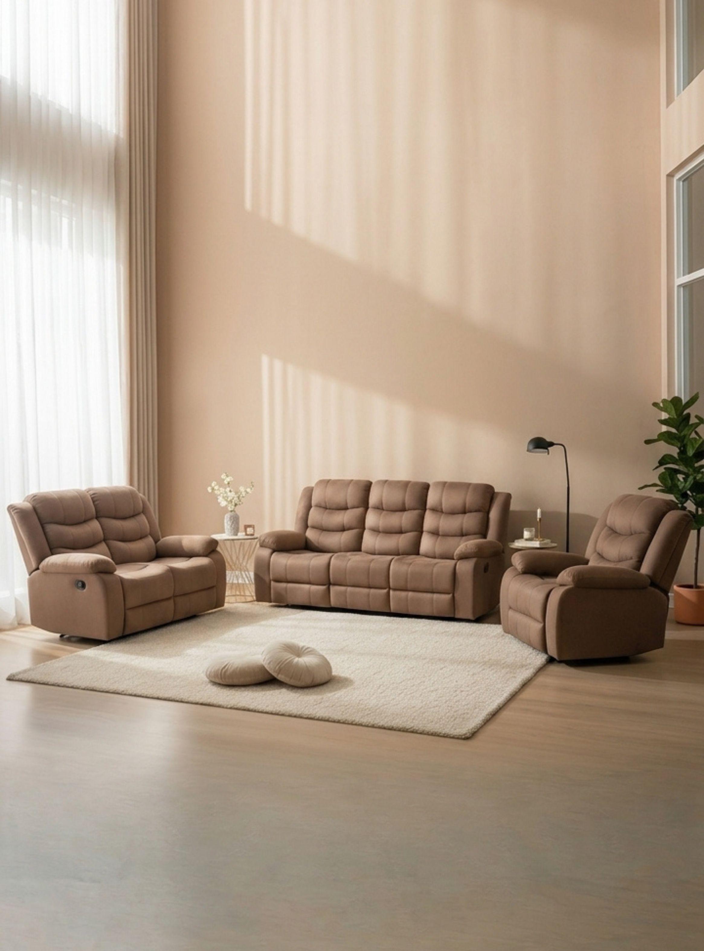 Living Reclinable Sofá 3 Cuerpos + Sofá 2 Cuerpos + Berger Norman SET2011L-0
