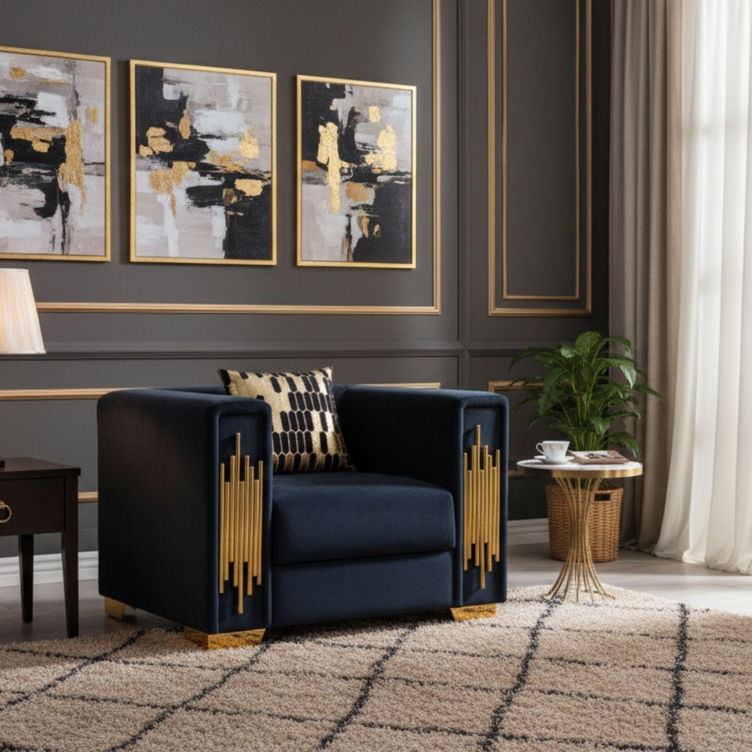 Sillón Elegante 1 Cuerpo Moderno Negro Spencer SF2003CH-2