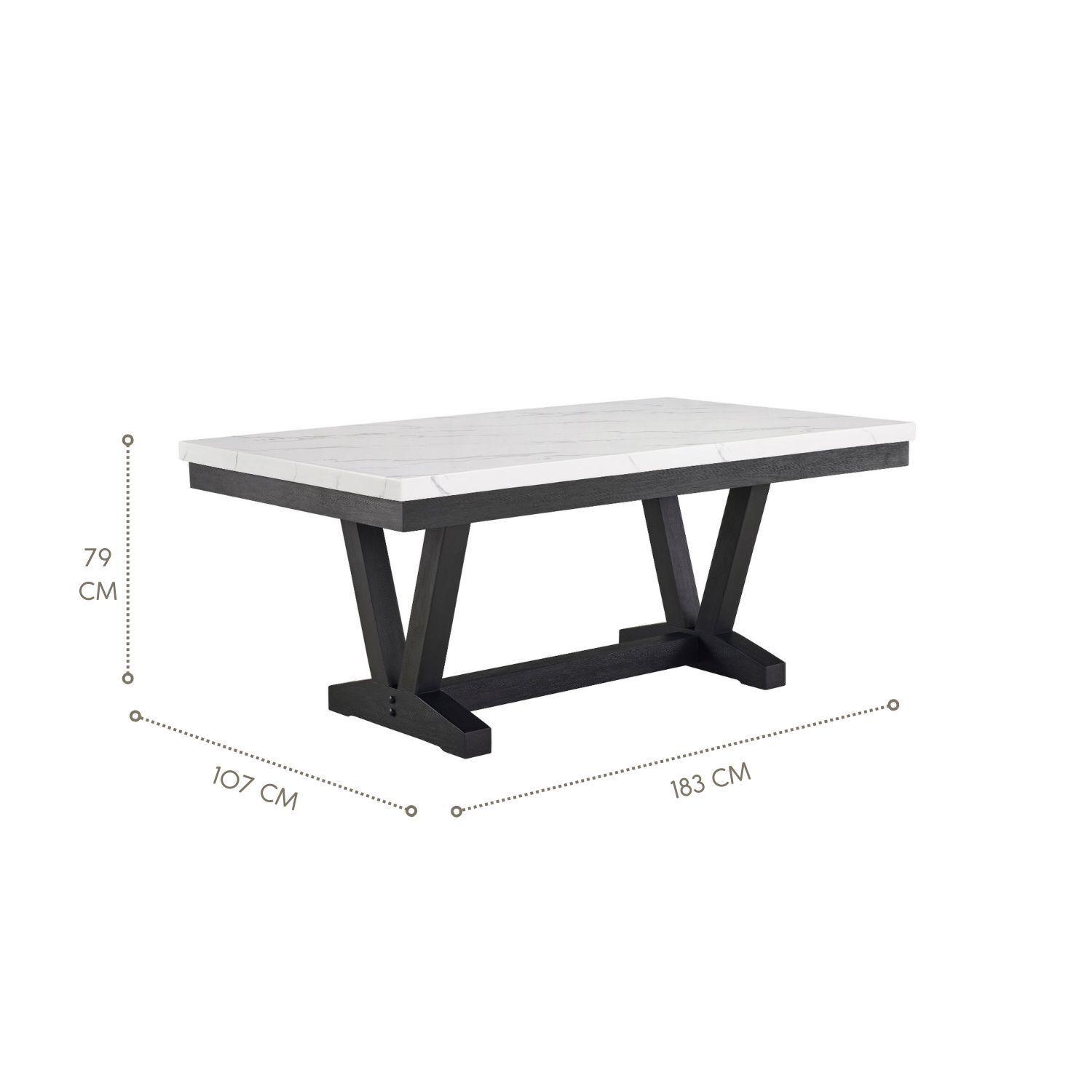 Juego de Comedor 6 Sillas Rodeus + Mesa de Centro + Mesa Lateral Mármol Blanco-7