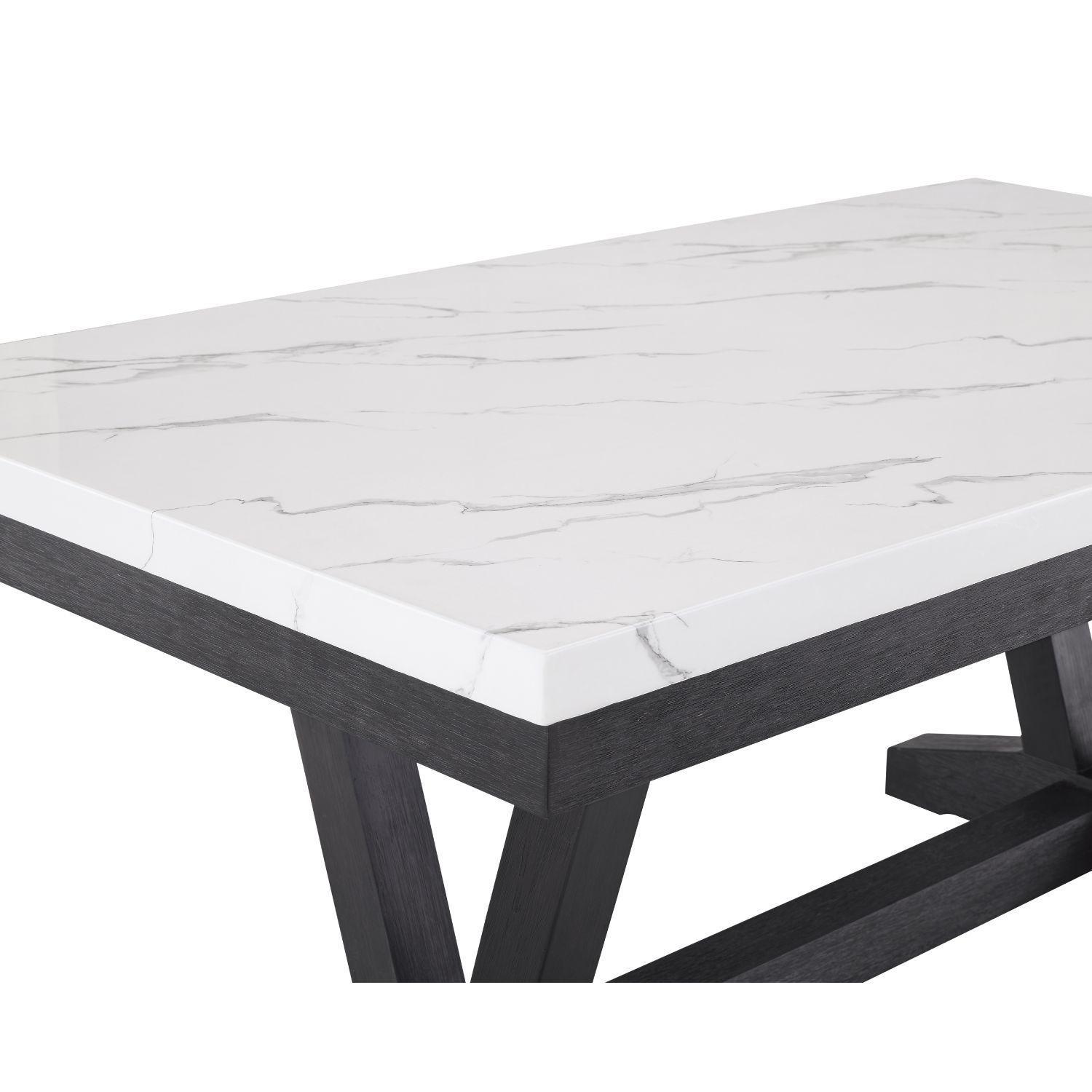 Juego de Comedor 6 Sillas Moderno Rodeus Mármol Sintético y Madera-7