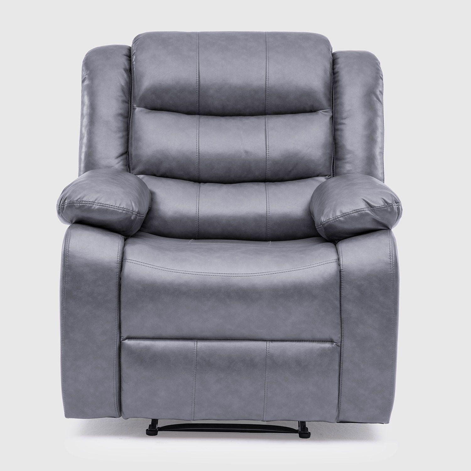 Living Sofá 3 Cuerpos Reclinable Roma Gris + 2 Bergers KM060GR-7