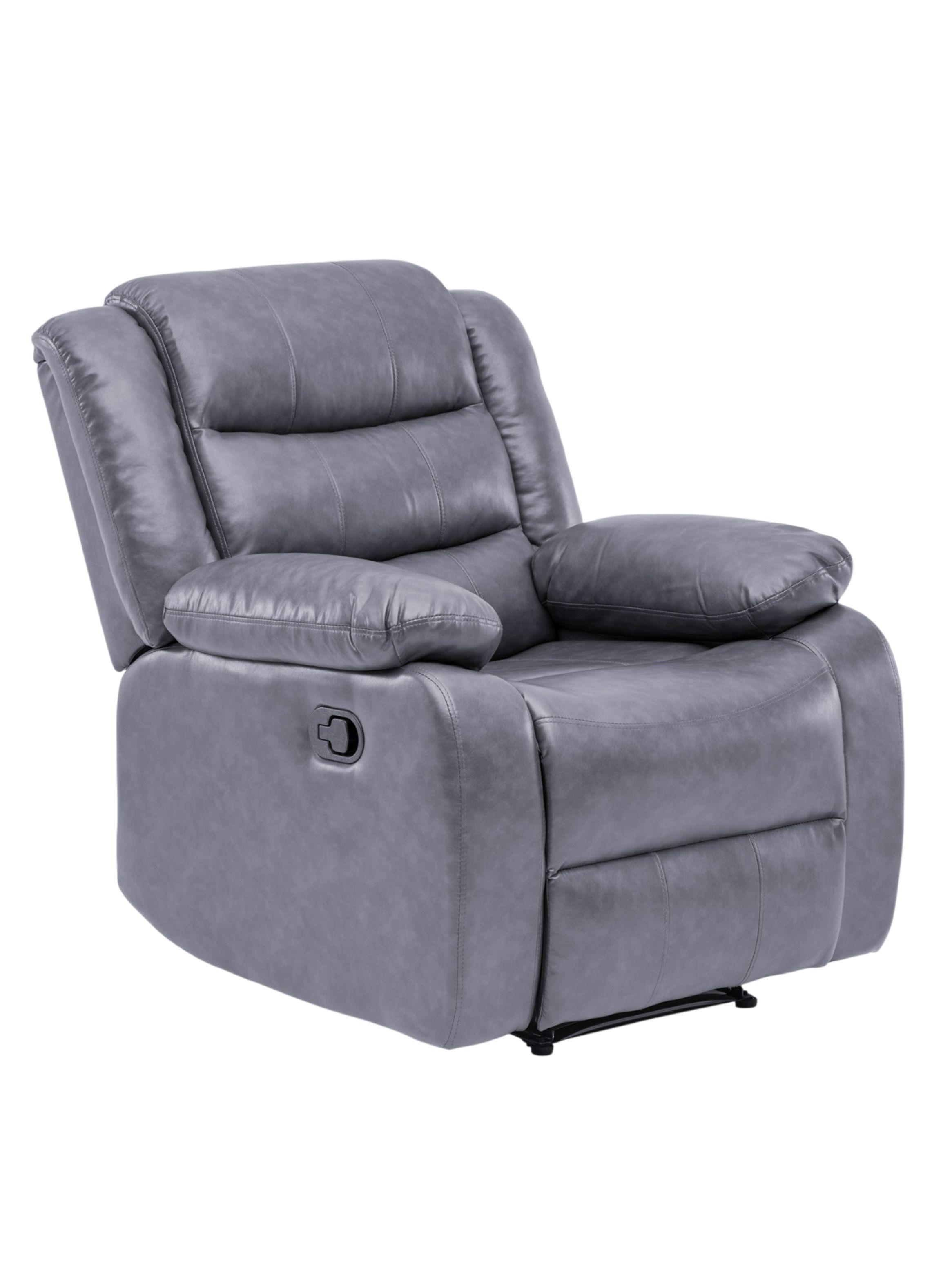 Living Sofá 3 Cuerpos Reclinable Roma Gris + 2 Bergers KM060GR-2