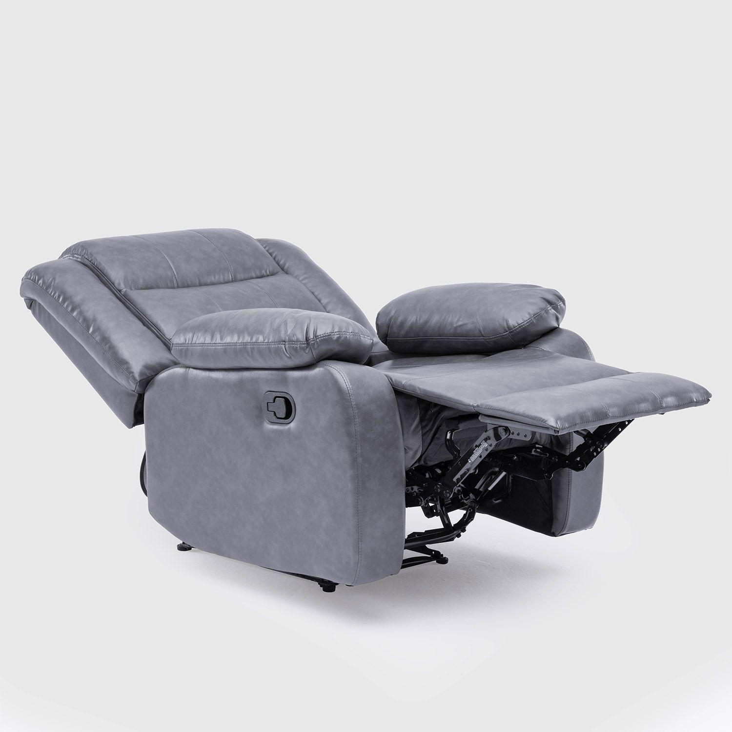 Living Sofá 3 Cuerpos Reclinable Roma Gris + 2 Bergers KM060GR-7