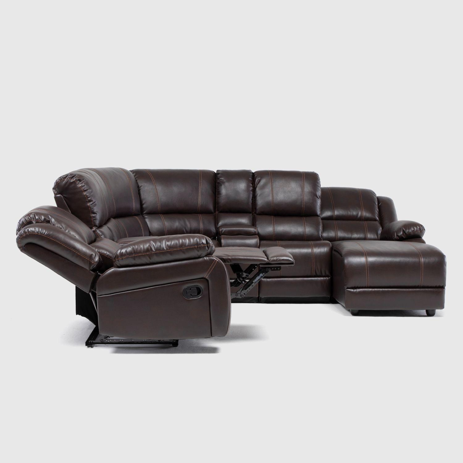 Sofá Seccional Café Moderno Derecho + 2 Consolas Royalty KM9026R-5
