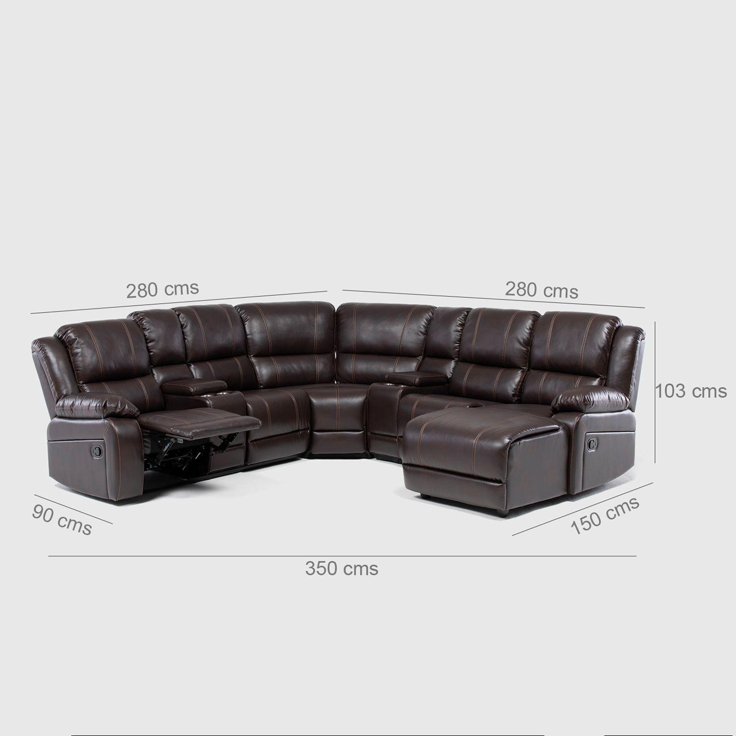 Sofá Seccional Café Moderno Derecho + 2 Consolas Royalty KM9026R-3