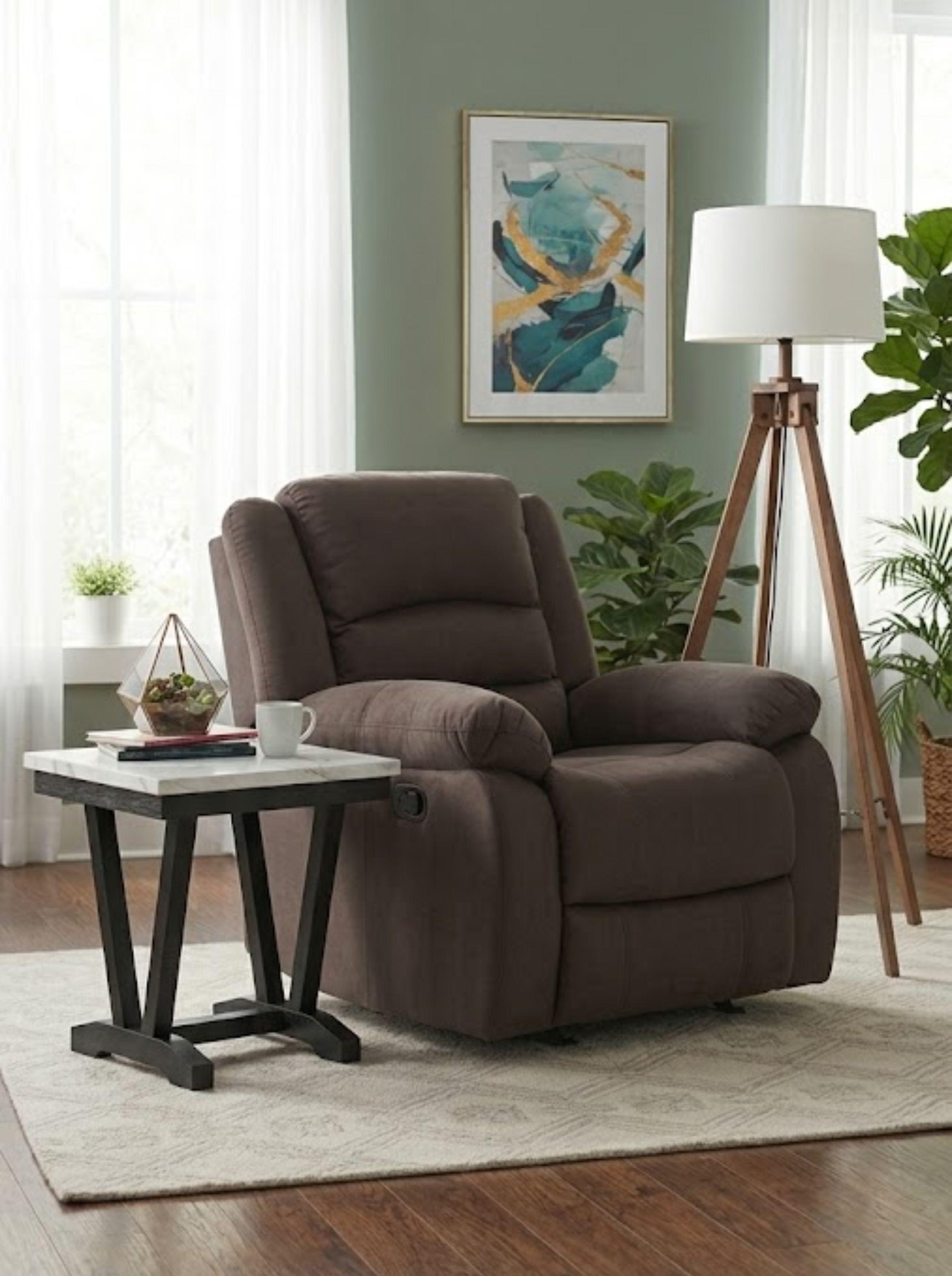 Berger Reclinable Living Martell Gris + Mesa Lateral Blanca-0