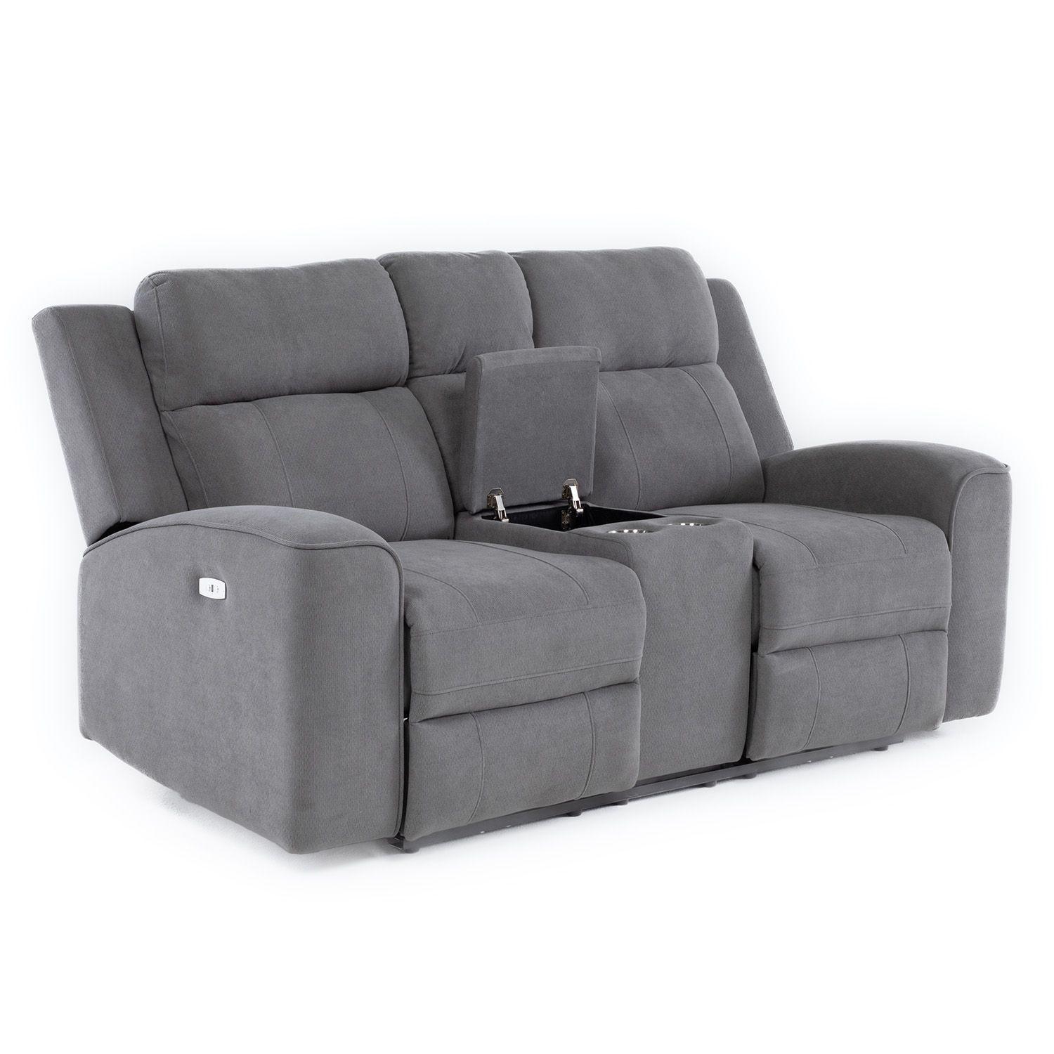 Sofá 2 Cuerpos Reclinable Eléctrico + Consola Gris Montana KM807LPWGR-5