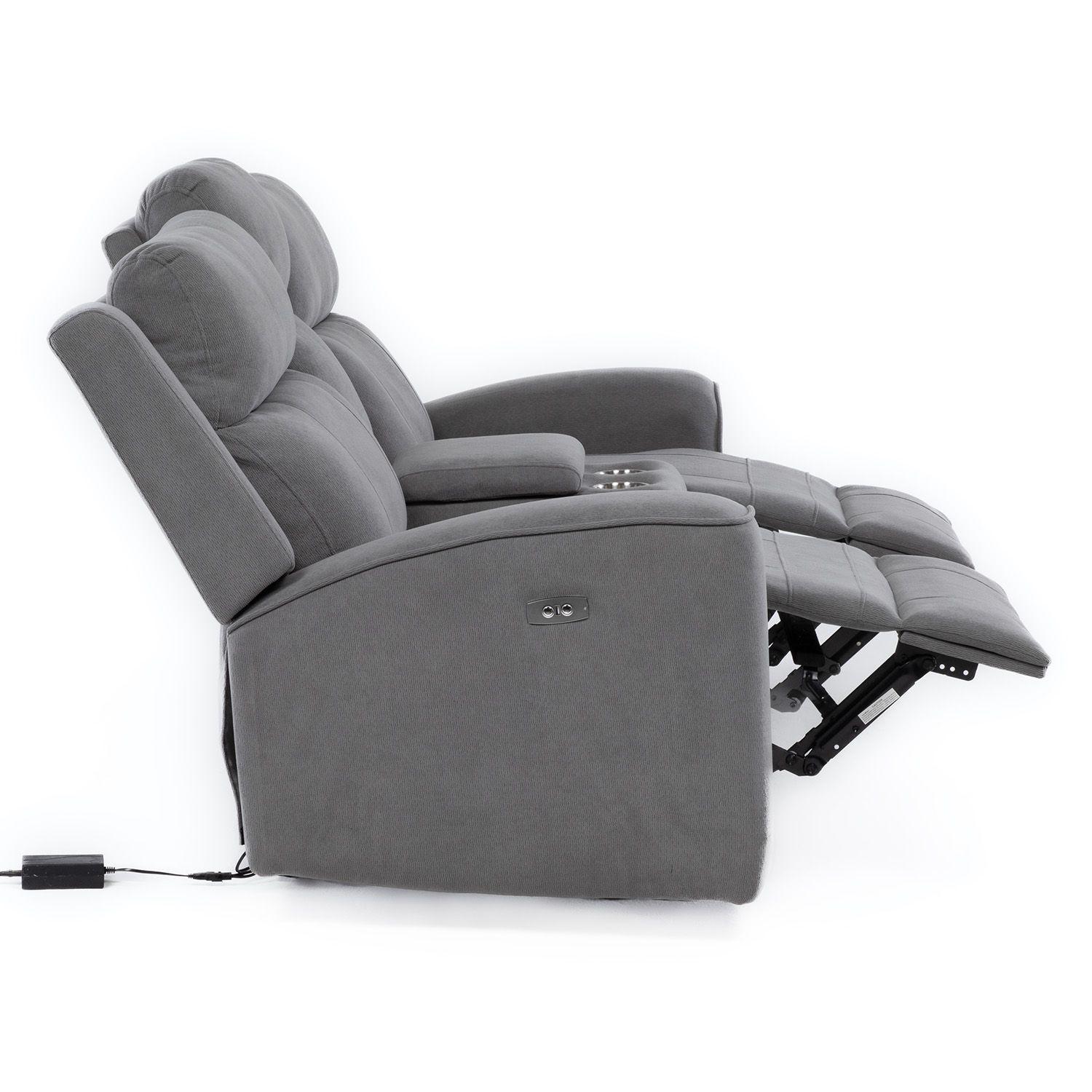Sofá 2 Cuerpos Reclinable Eléctrico + Consola Gris Montana KM807LPWGR-6