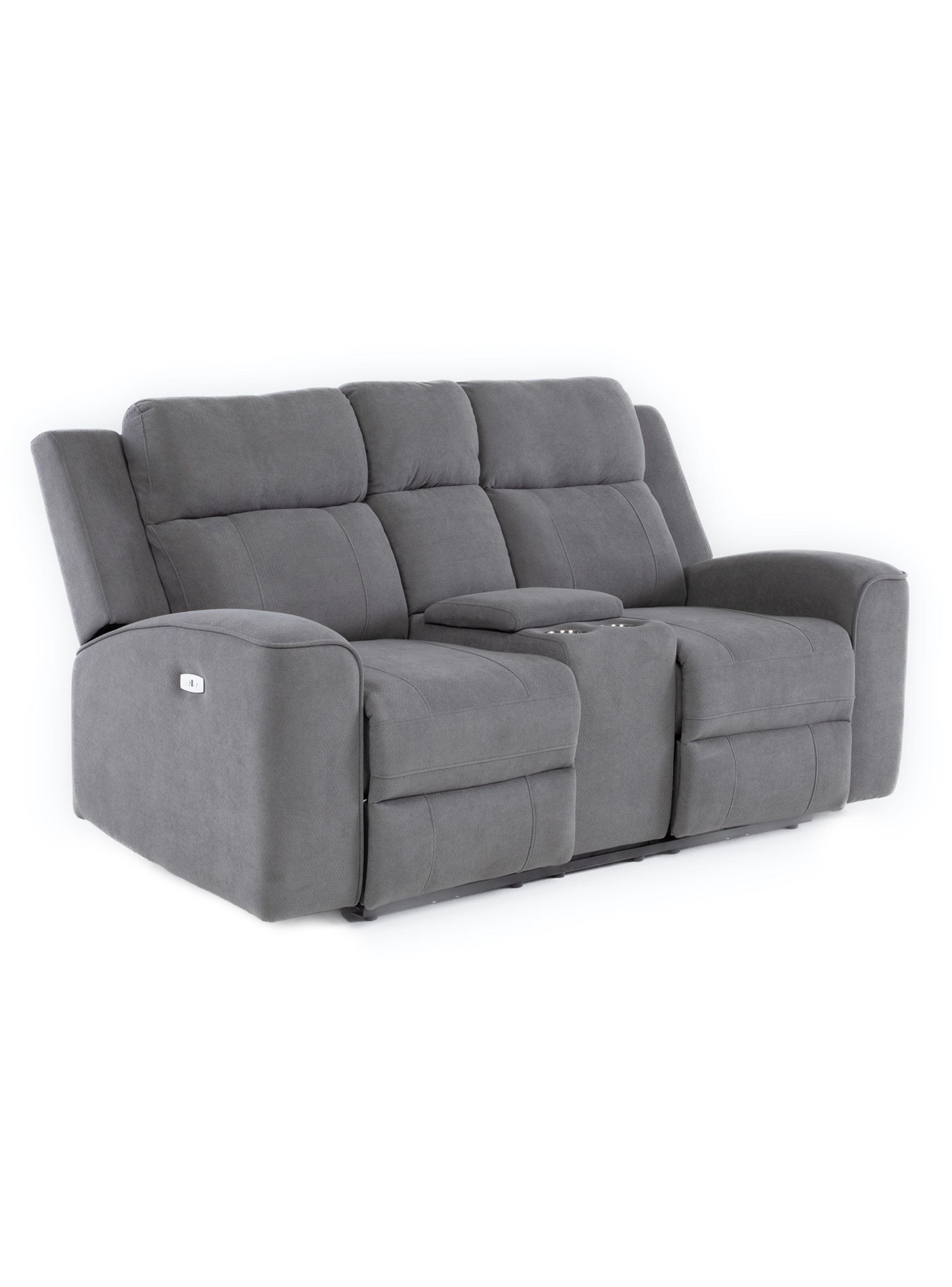 Sofá 2 Cuerpos Reclinable Eléctrico + Consola Gris Montana KM807LPWGR-2