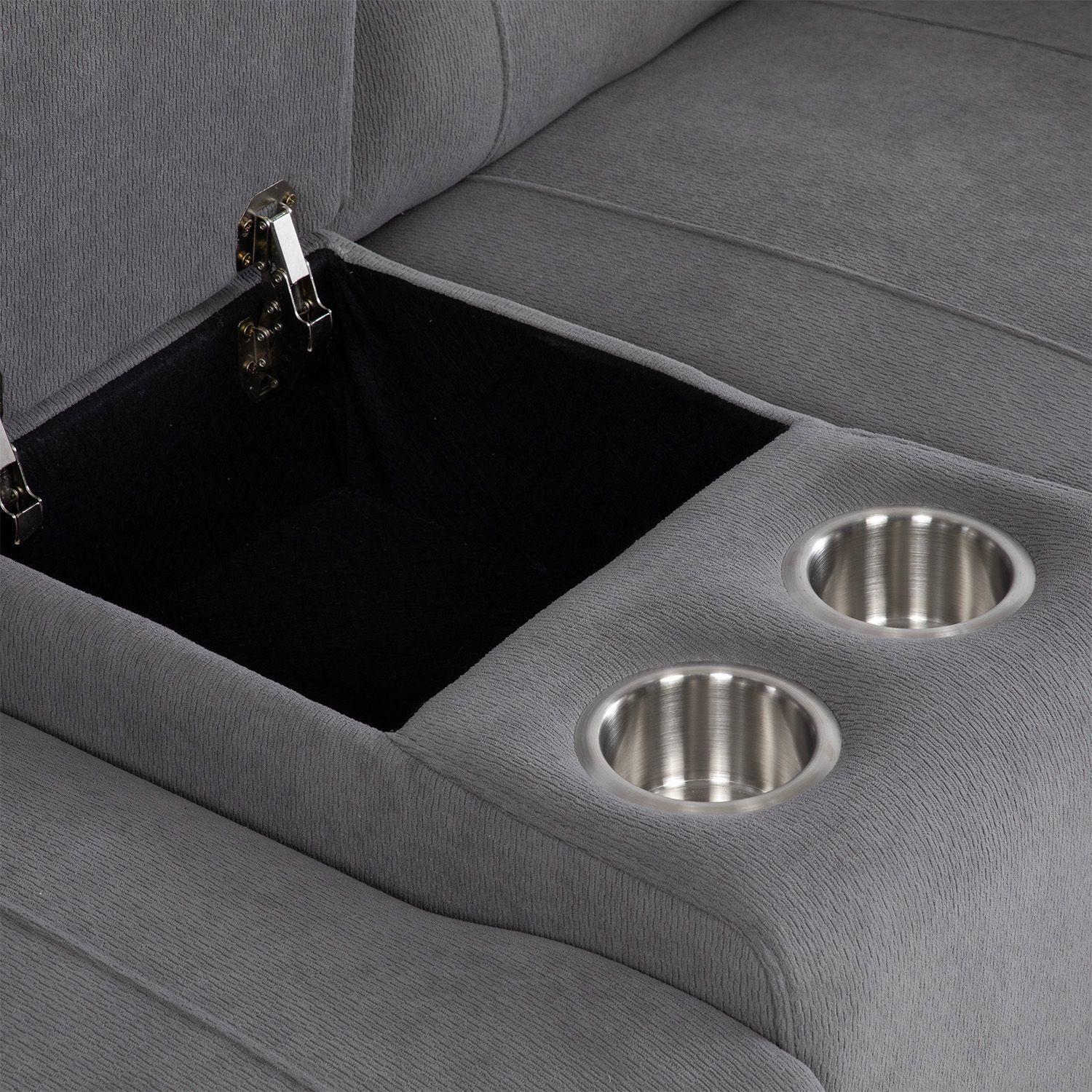 Sofá 2 Cuerpos Reclinable Eléctrico + Consola Gris Montana KM807LPWGR-6