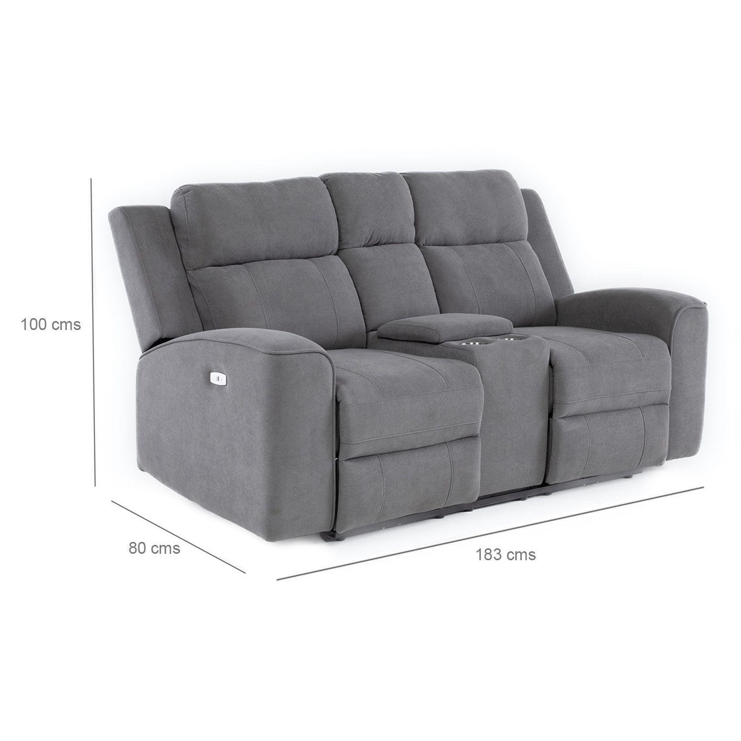 Sofá 2 Cuerpos Reclinable Eléctrico + Consola Gris Montana KM807LPWGR-7