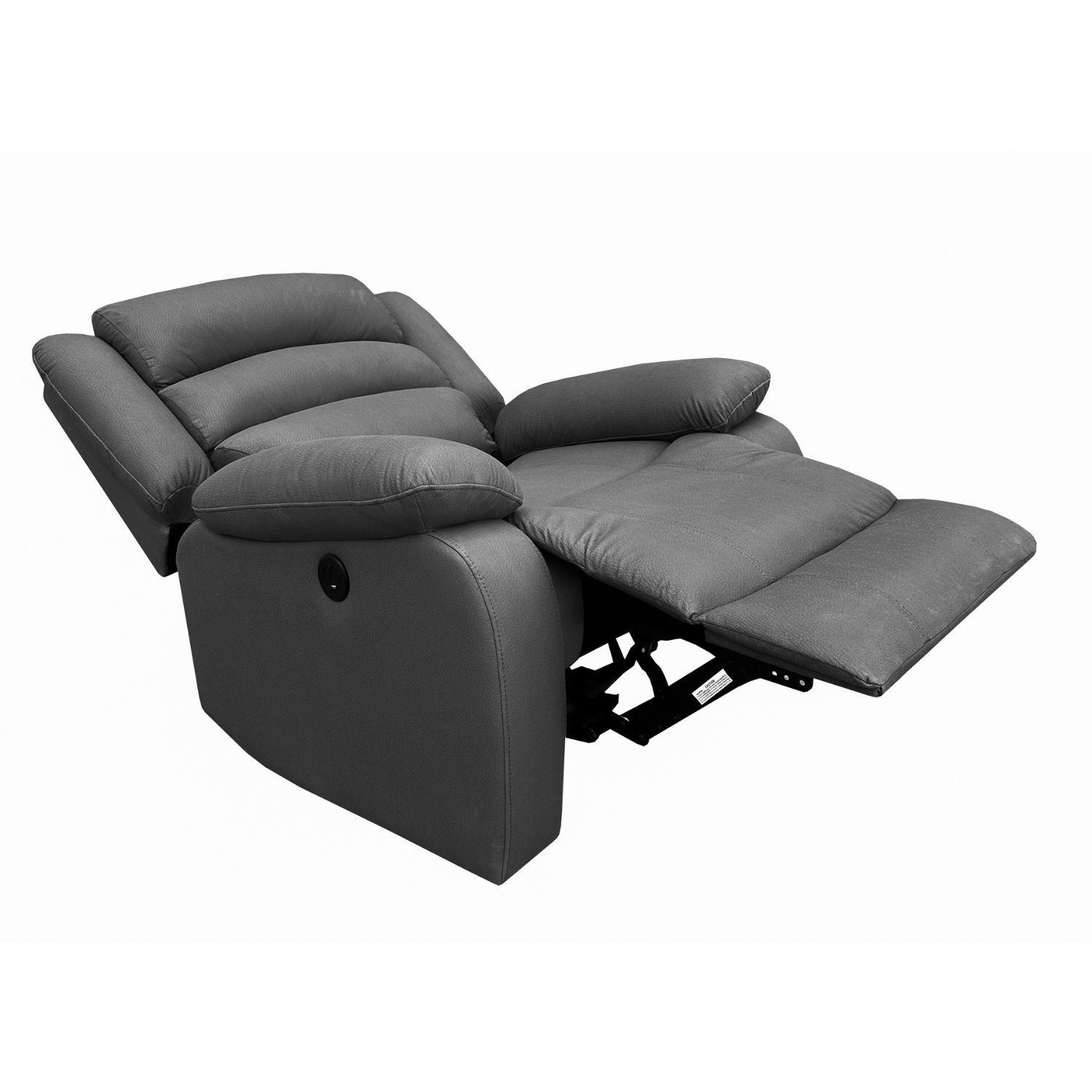 Berger Reclinable Eléctrico Moderno Gris New Praga 8041RFFPW-3