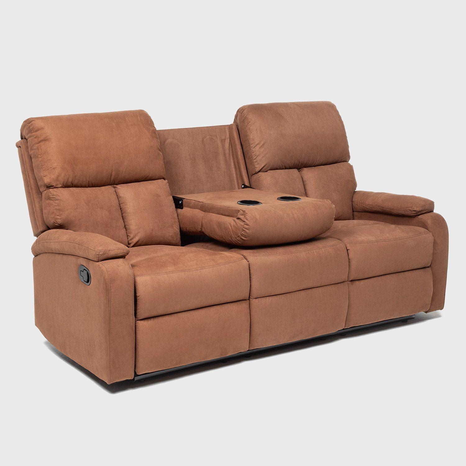 Living Reclinable Sofá 3 Cuerpos Café+ 2 Bergers Matheus-6