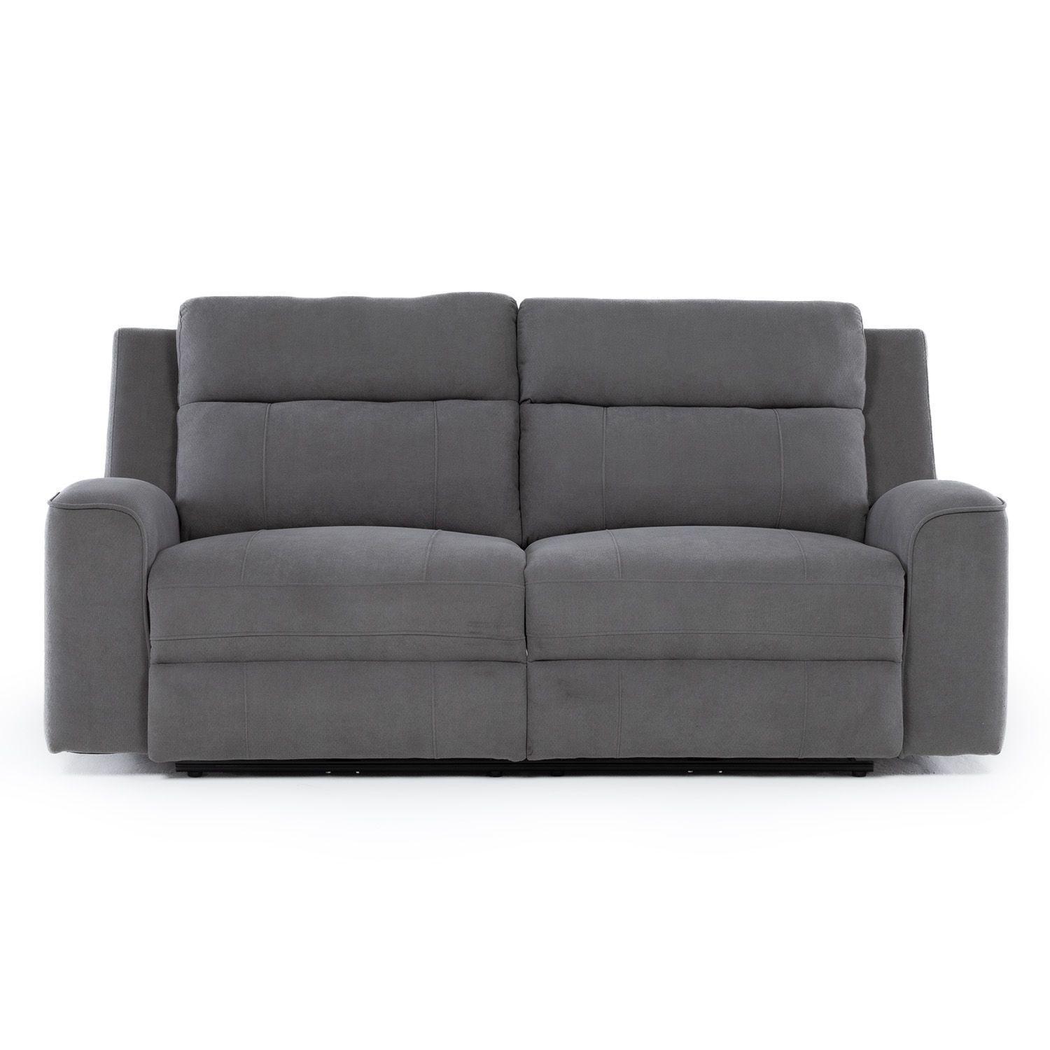 Living Reclinable Sofá 3 Cuerpos + 2 Bergers Eléctricos Montana Gris KM807RS-2