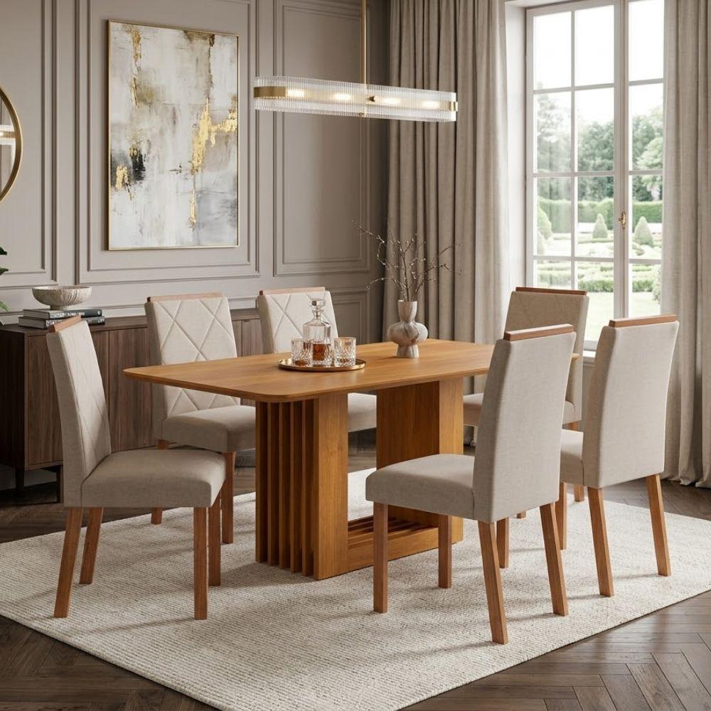 Juego De Comedor Elegante Madera Rectangular 8 Sillas Ariela-0