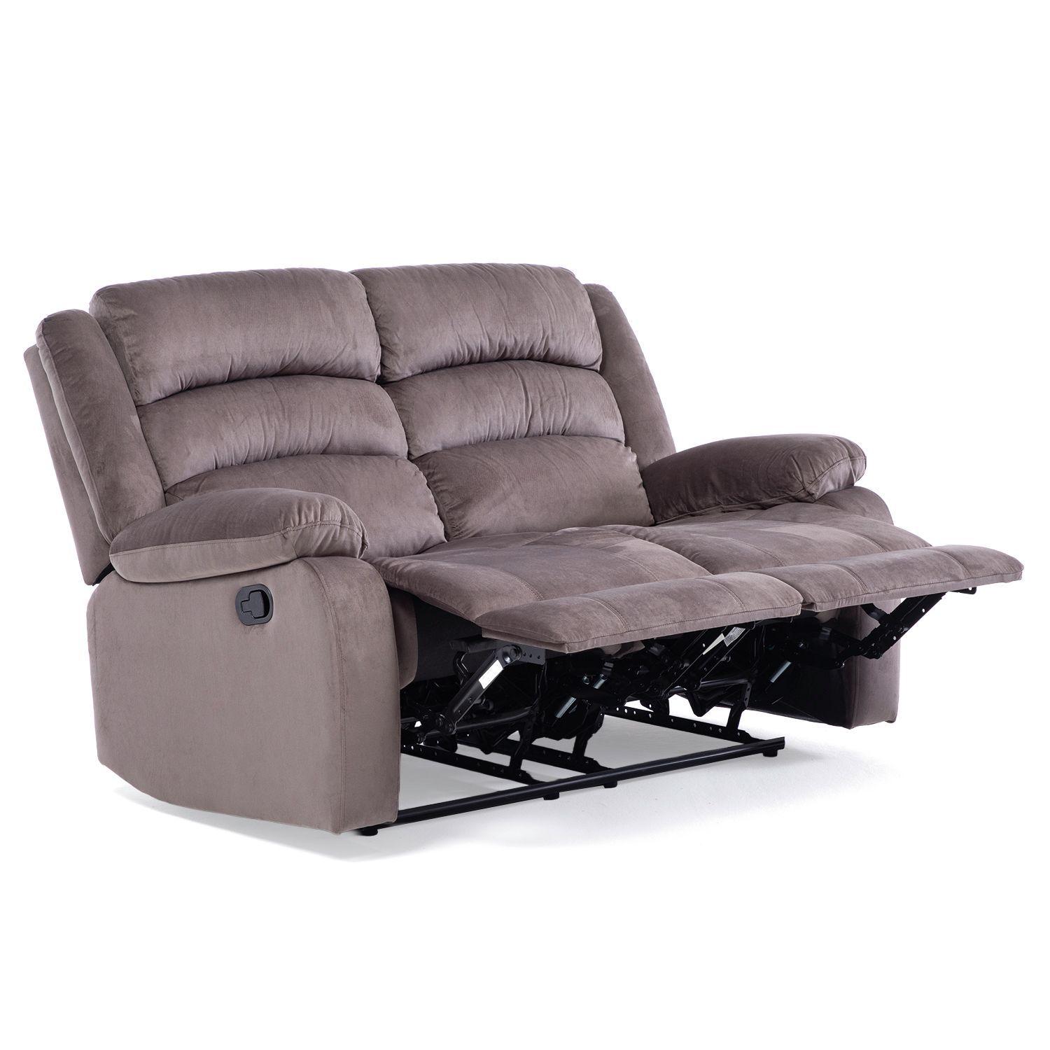 Sofá 2 Cuerpos Reclinable Moderno Café New Martell-5