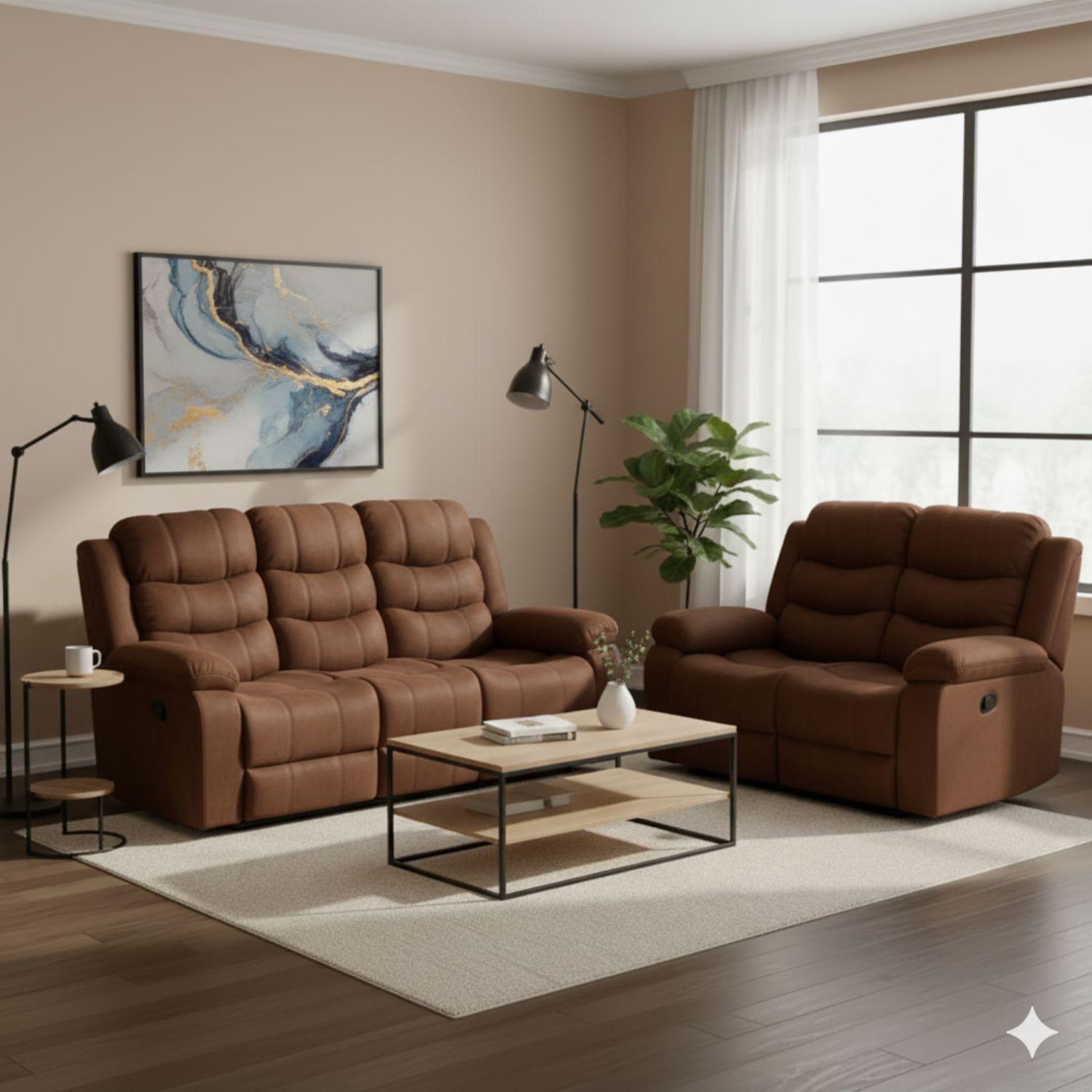 Living Reclinable Sofá 3 Cuerpos + 1 Sofá 2 Cuerpos  Norman SET2011LF2-0