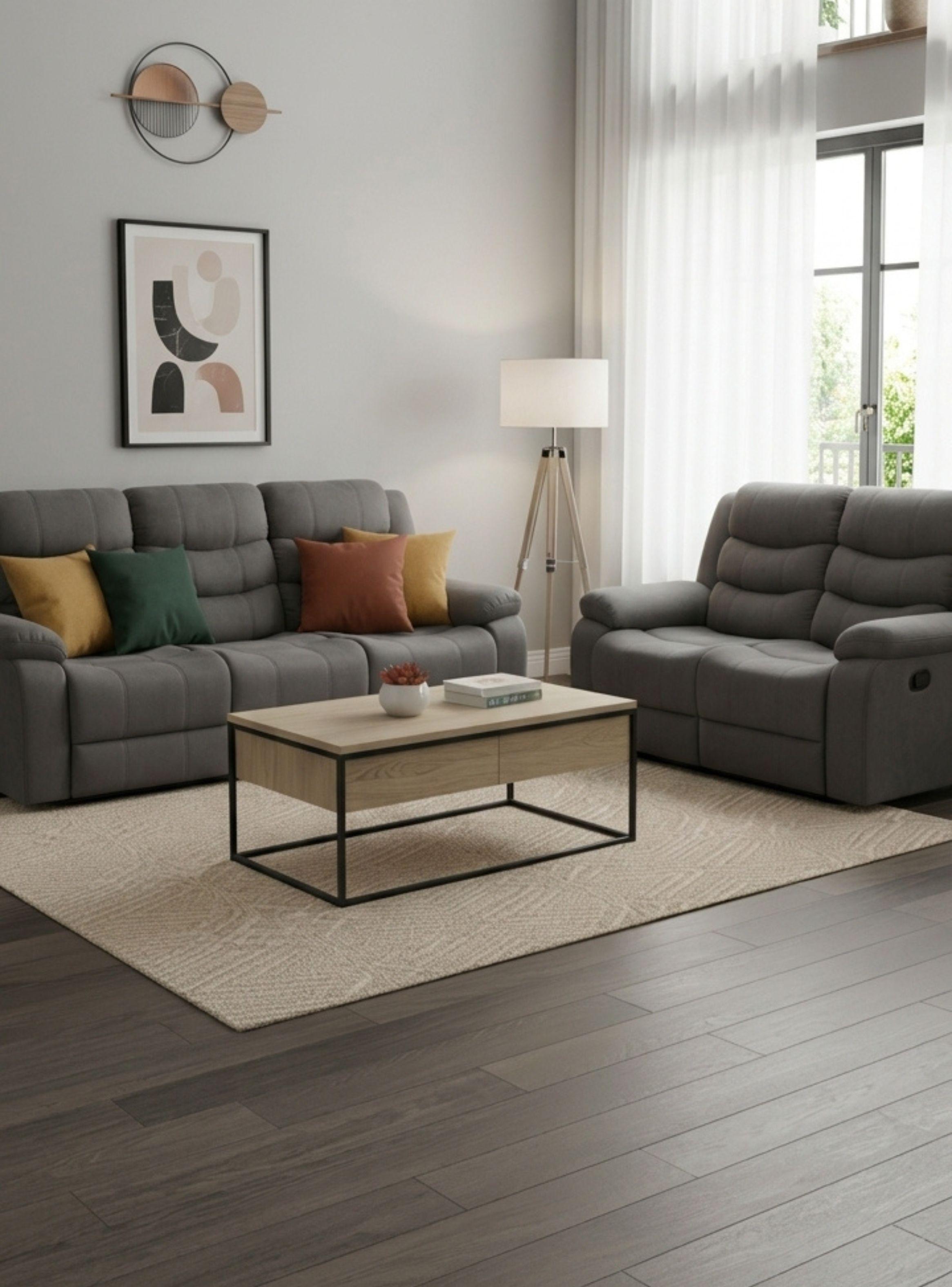Living Reclinable Sofá 3 Cuerpos + 1 Sofá 2 Cuerpos  Norman SET2011LF2-0