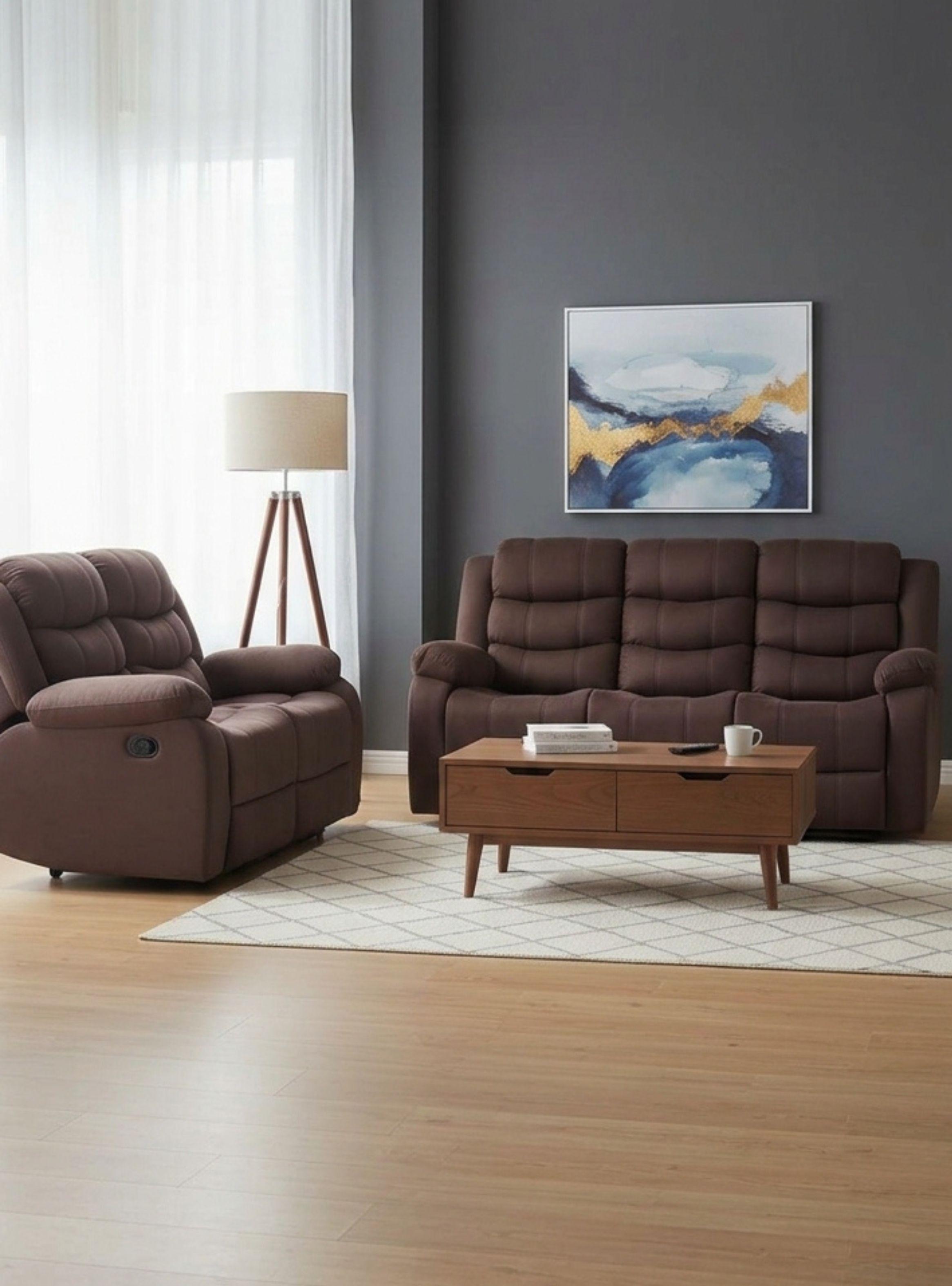 Living Reclinable Sofá 3 Cuerpos + 1 Sofá 2 Cuerpos  Norman SET2011LF2-0