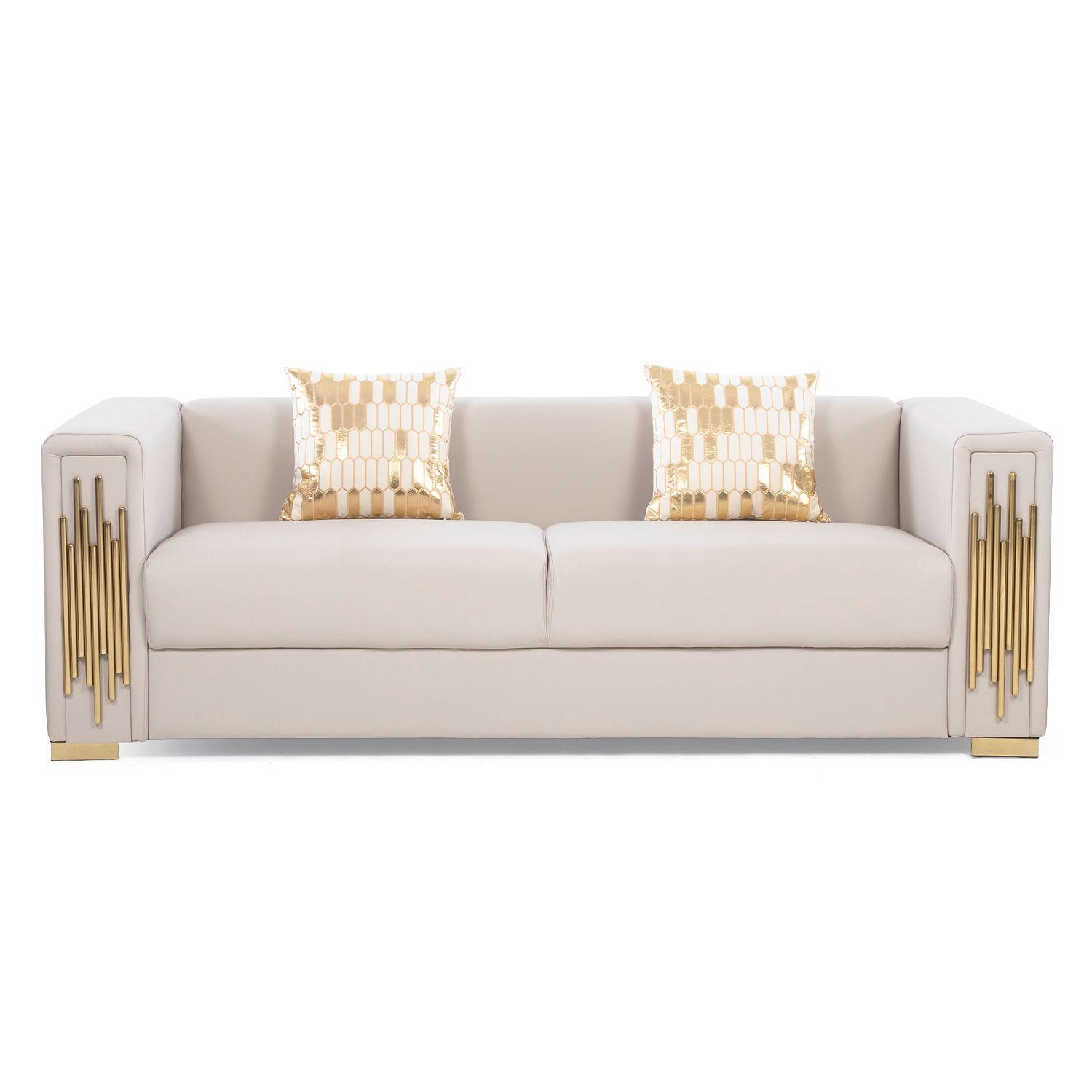 Sofá Elegante 3 Cuerpo Moderno Beige Spencer-3