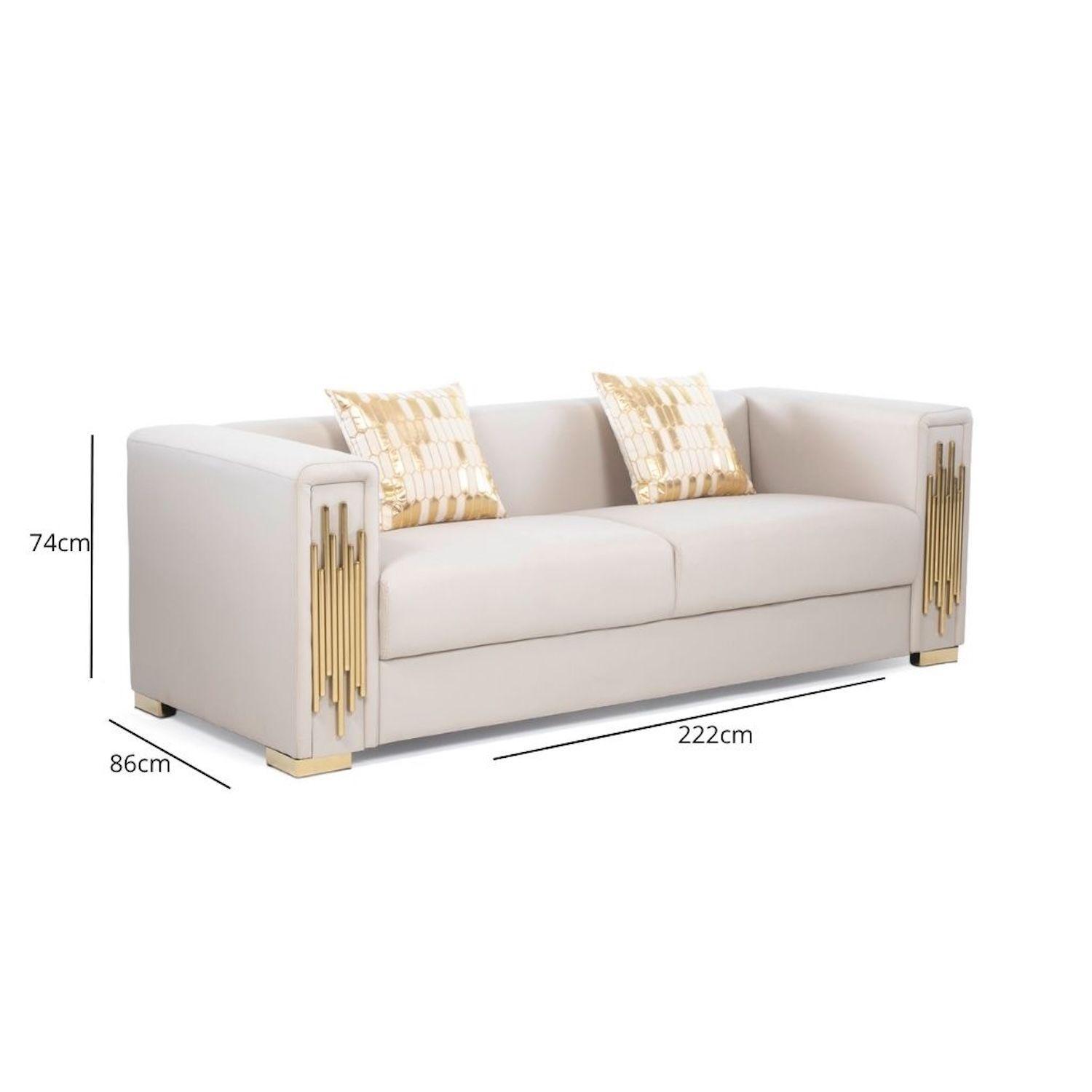 Sofá Elegante 3 Cuerpo Moderno Beige Spencer-7