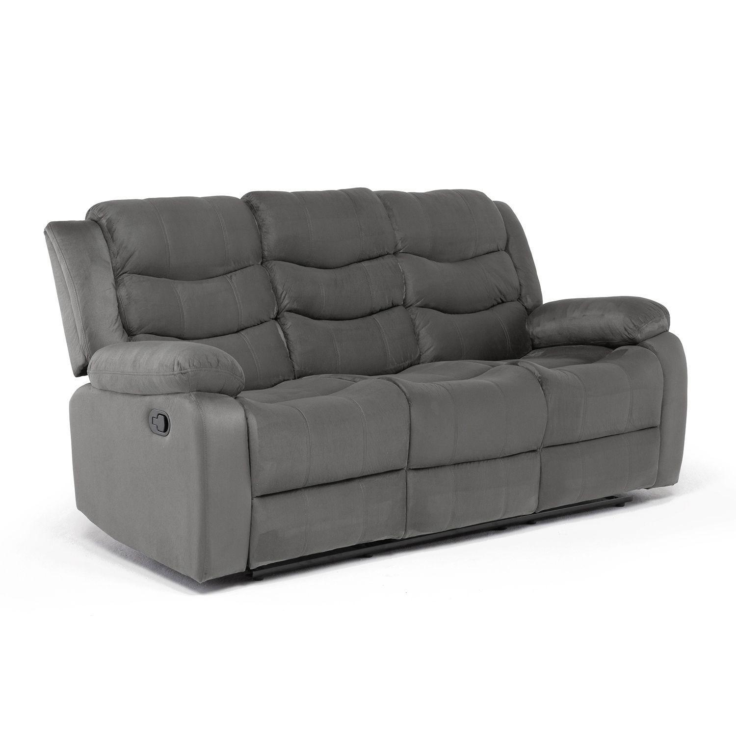 Sofá 3 Cuerpos Reclinable Tradicional Norman Café Oscuro 2011SDBR-2