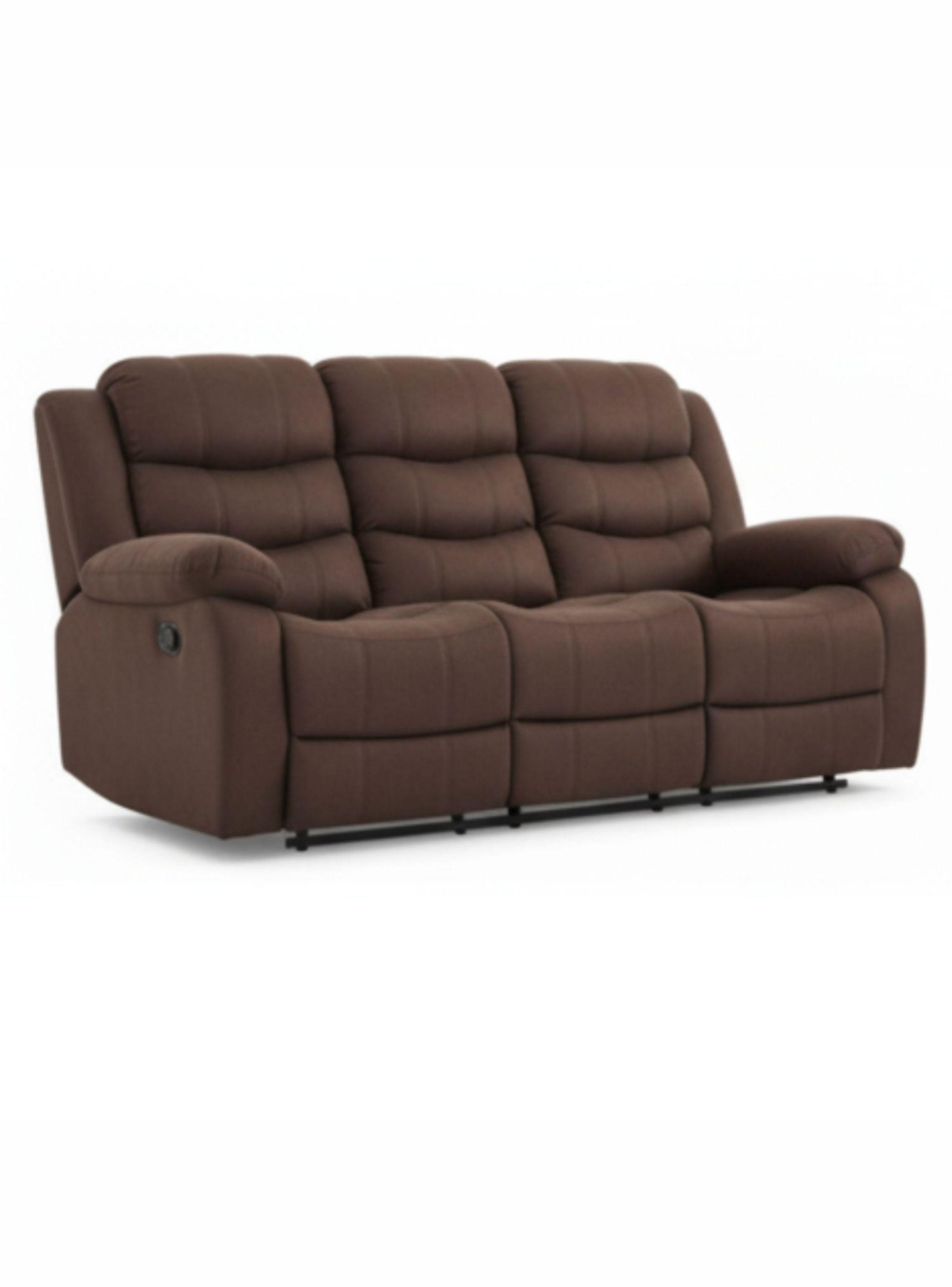 Sofá 3 Cuerpos Reclinable Tradicional Norman Café Oscuro 2011SDBR-1