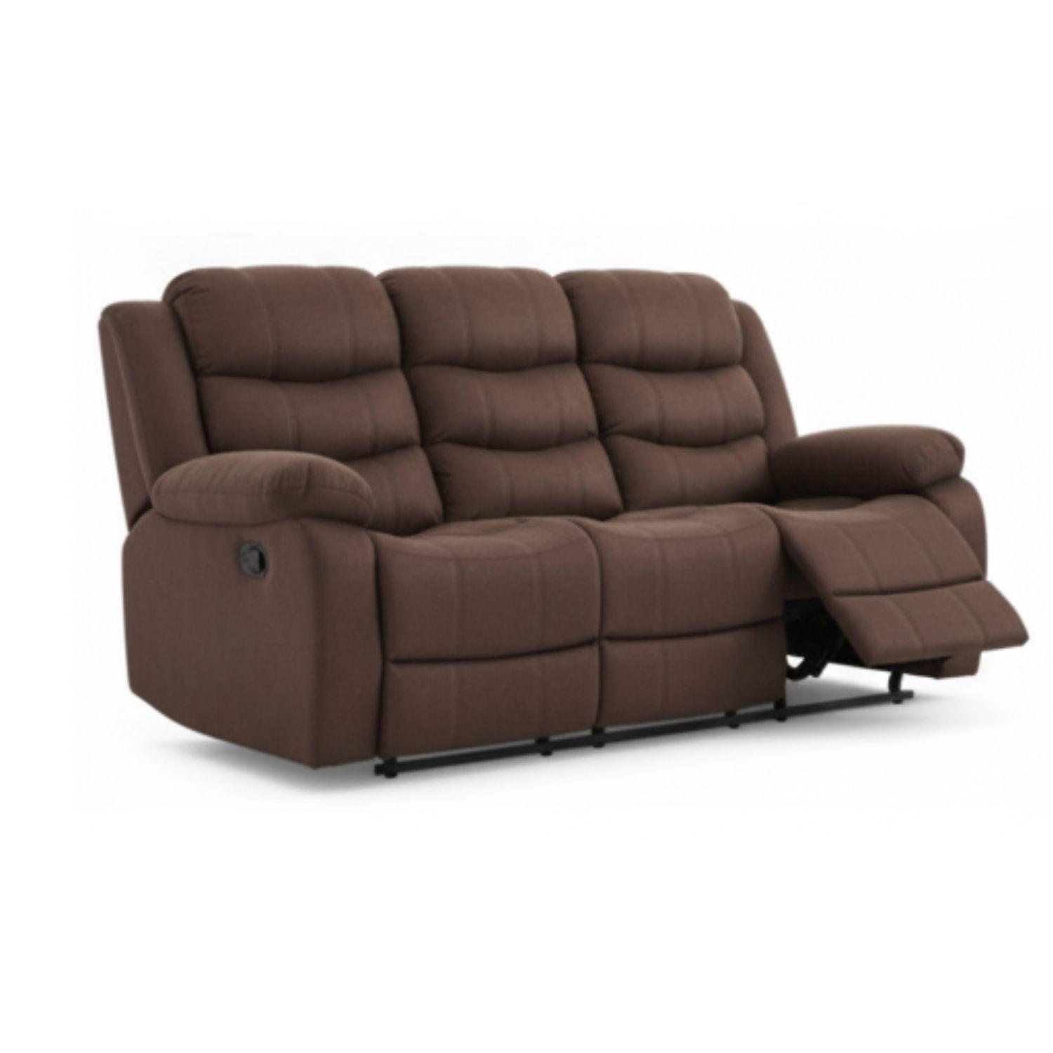 Sofá 3 Cuerpos Reclinable Tradicional Norman Café Oscuro 2011SDBR-3