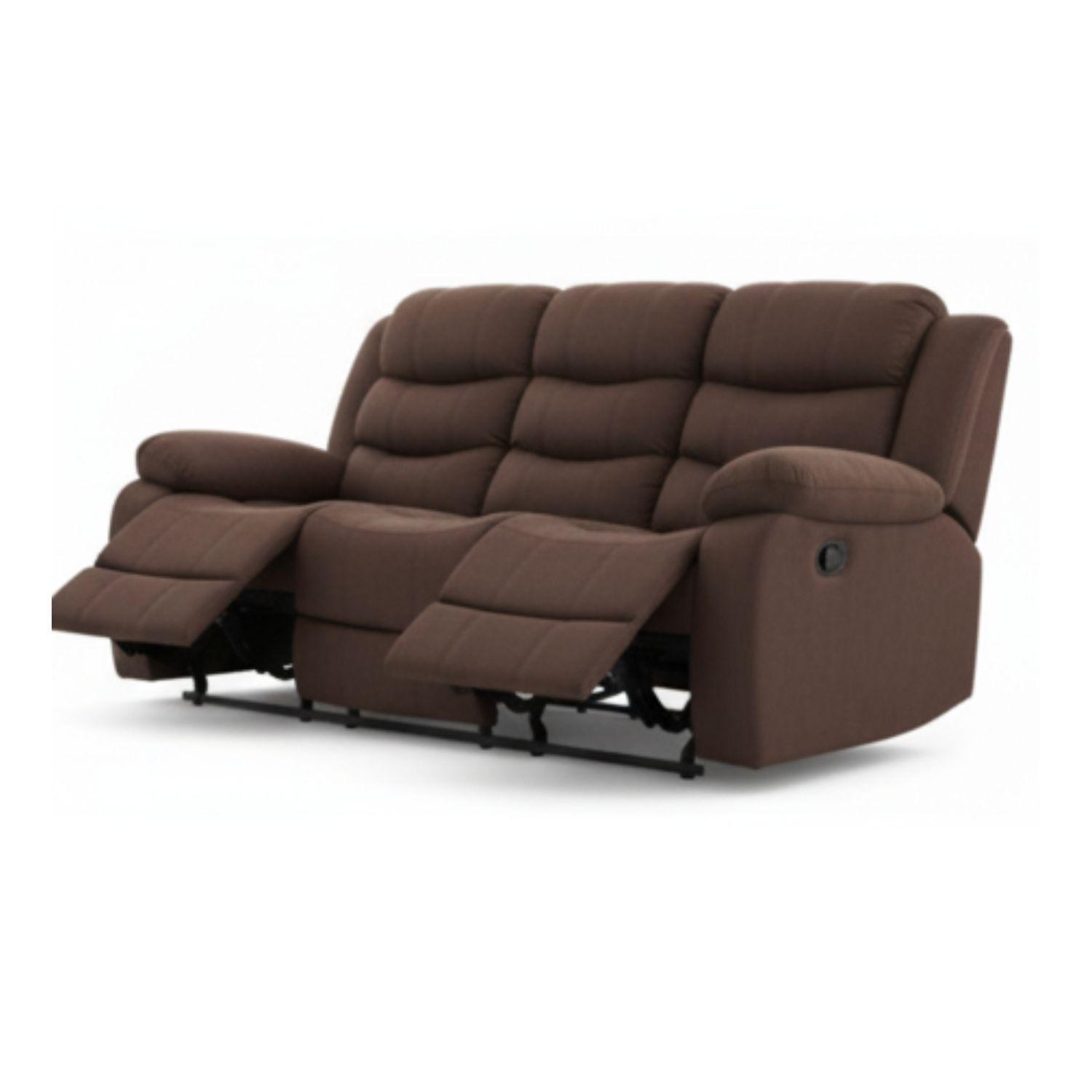 Sofá 3 Cuerpos Reclinable Tradicional Norman Café Oscuro 2011SDBR-4